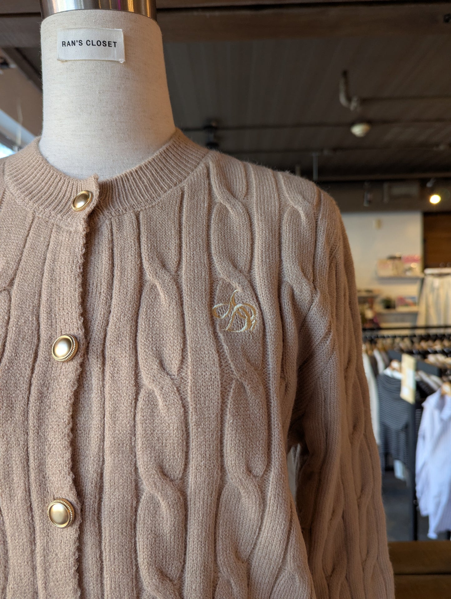 Cable Knit Embroidered Cardigan