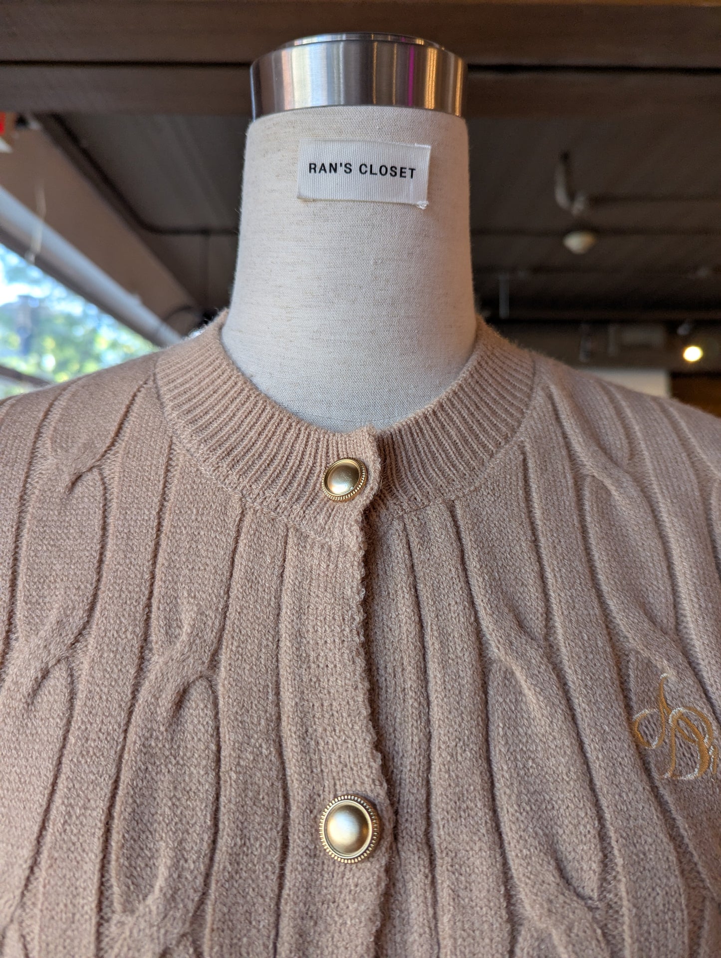 Cable Knit Embroidered Cardigan