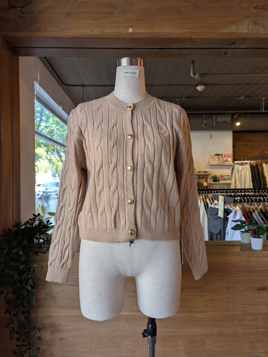 Cable Knit Embroidered Cardigan