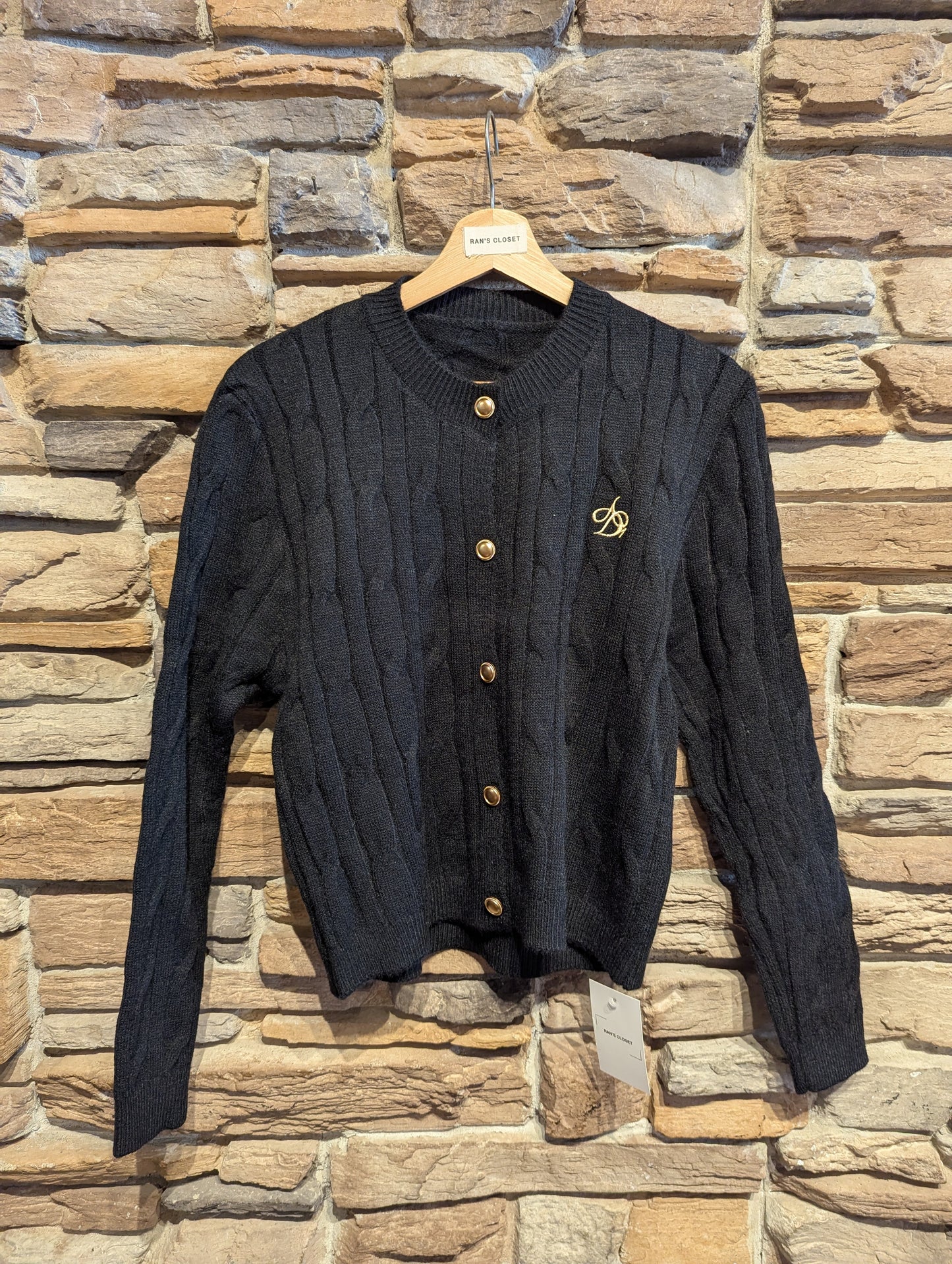 Cable Knit Embroidered Cardigan