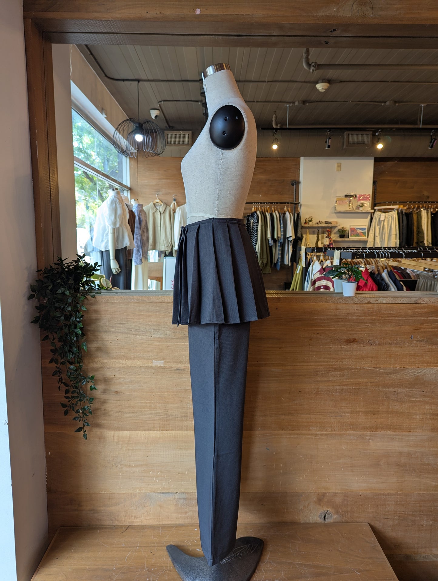 Pleated Layering Skirt and Dress Pant Set