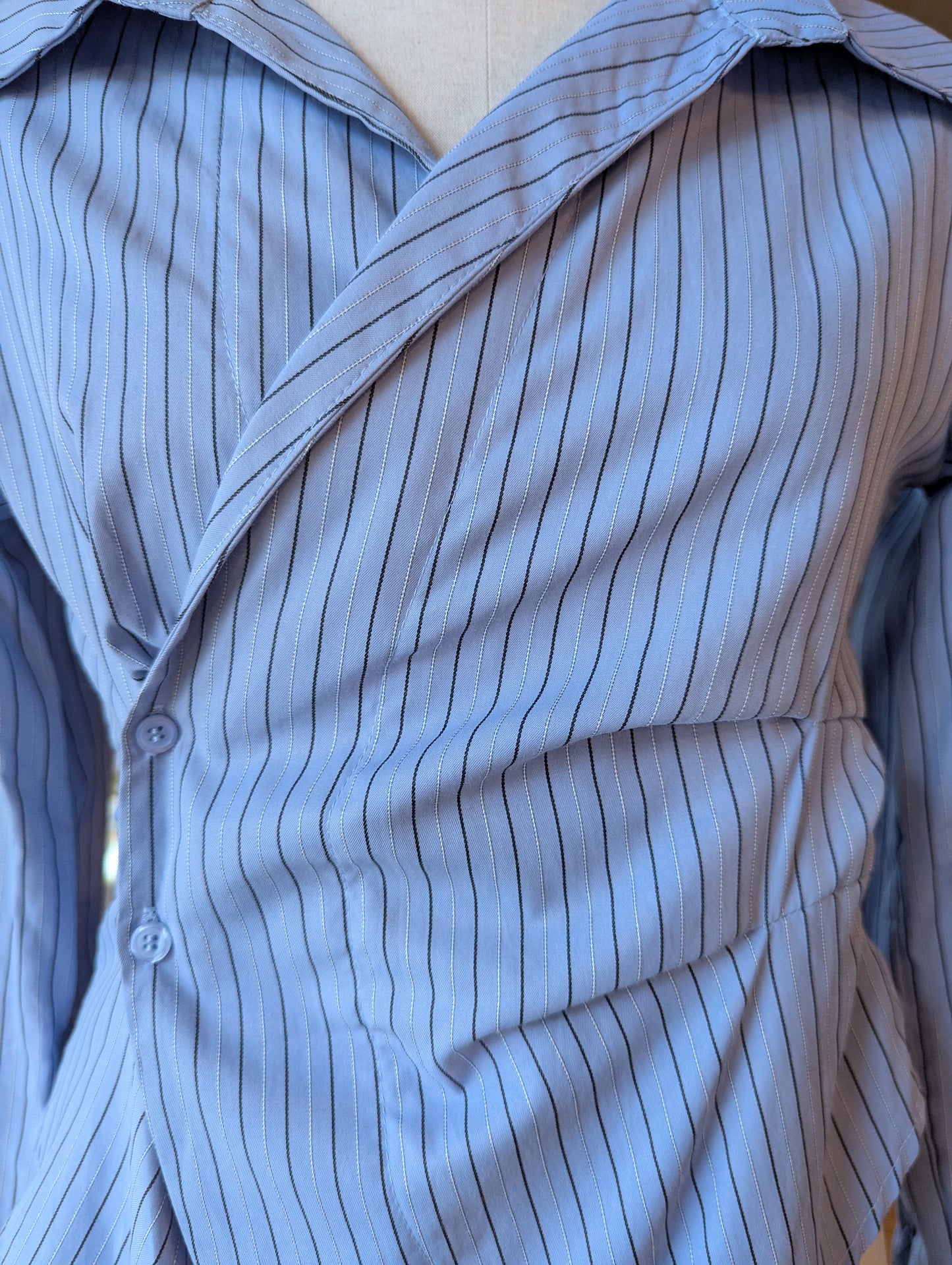 Striped Side Button Wrap Blouse