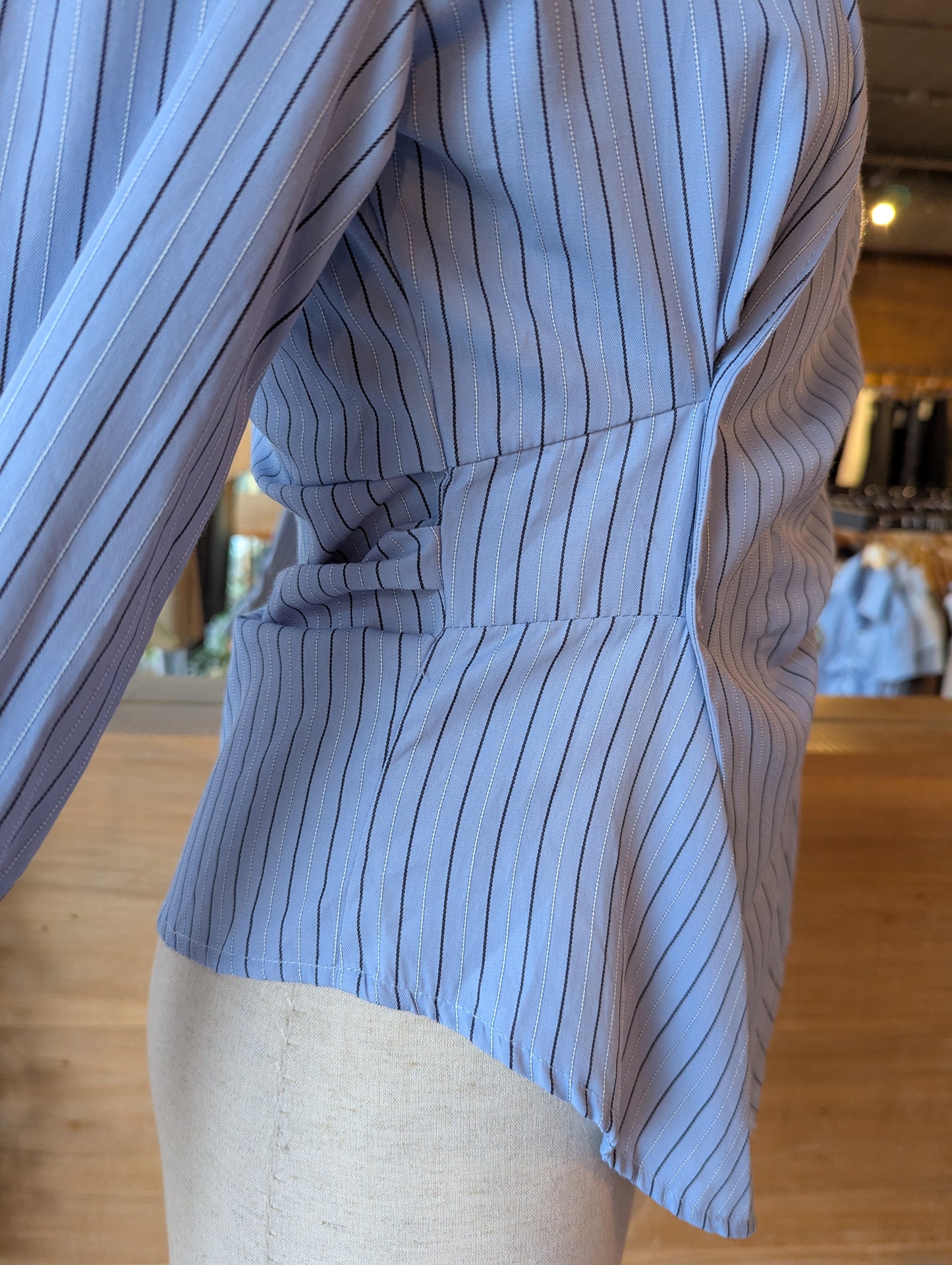Striped Side Button Wrap Blouse