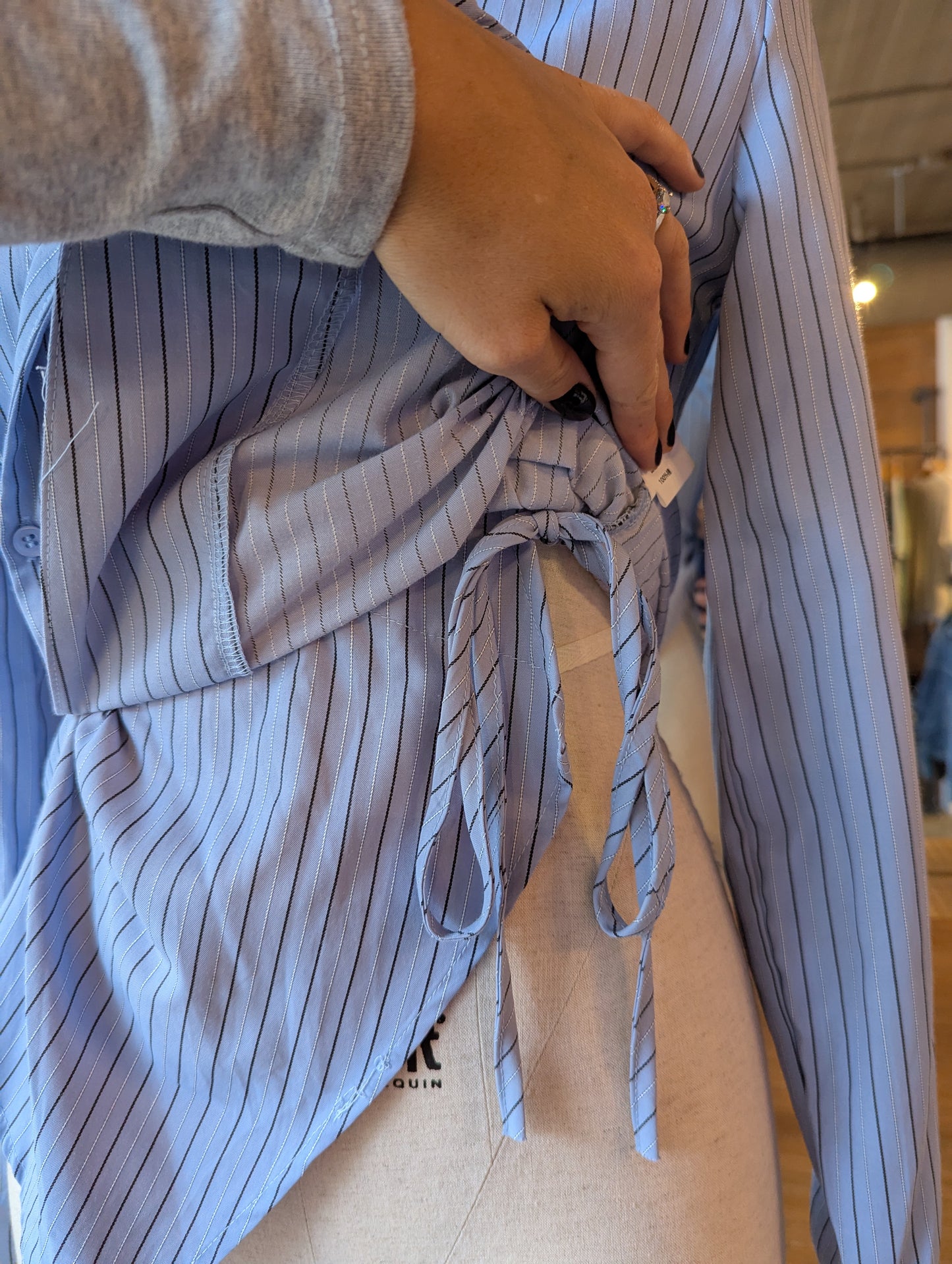 Striped Side Button Wrap Blouse
