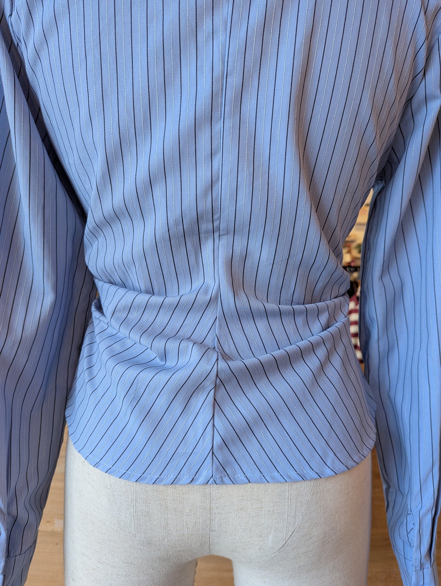 Striped Side Button Wrap Blouse