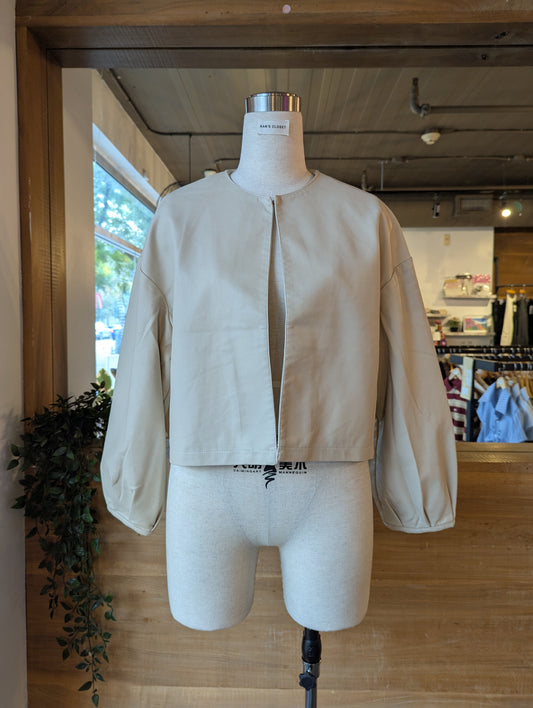 Cropped Single Clasp Vegan Leather Jacket