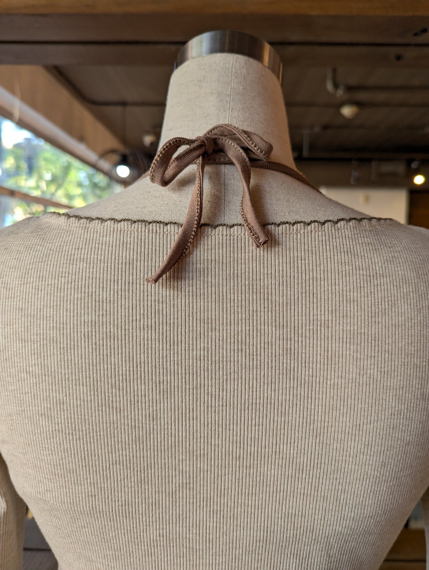 Ribbed Bell Sleeve Ribbon Detail Set