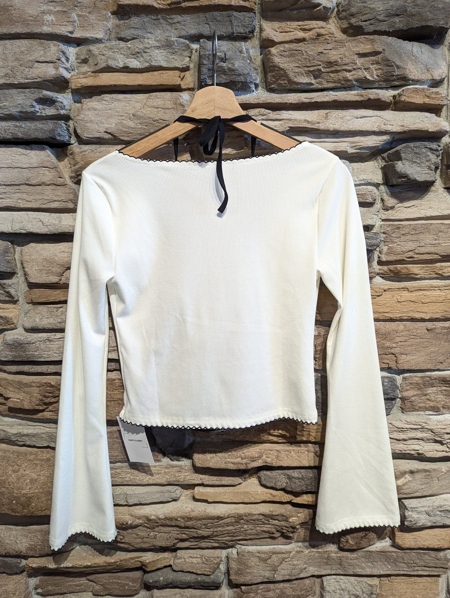 Ribbed Bell Sleeve Ribbon Detail Set