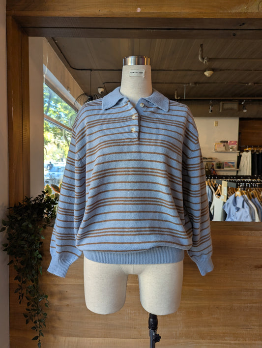 Striped Henley oversized sweater