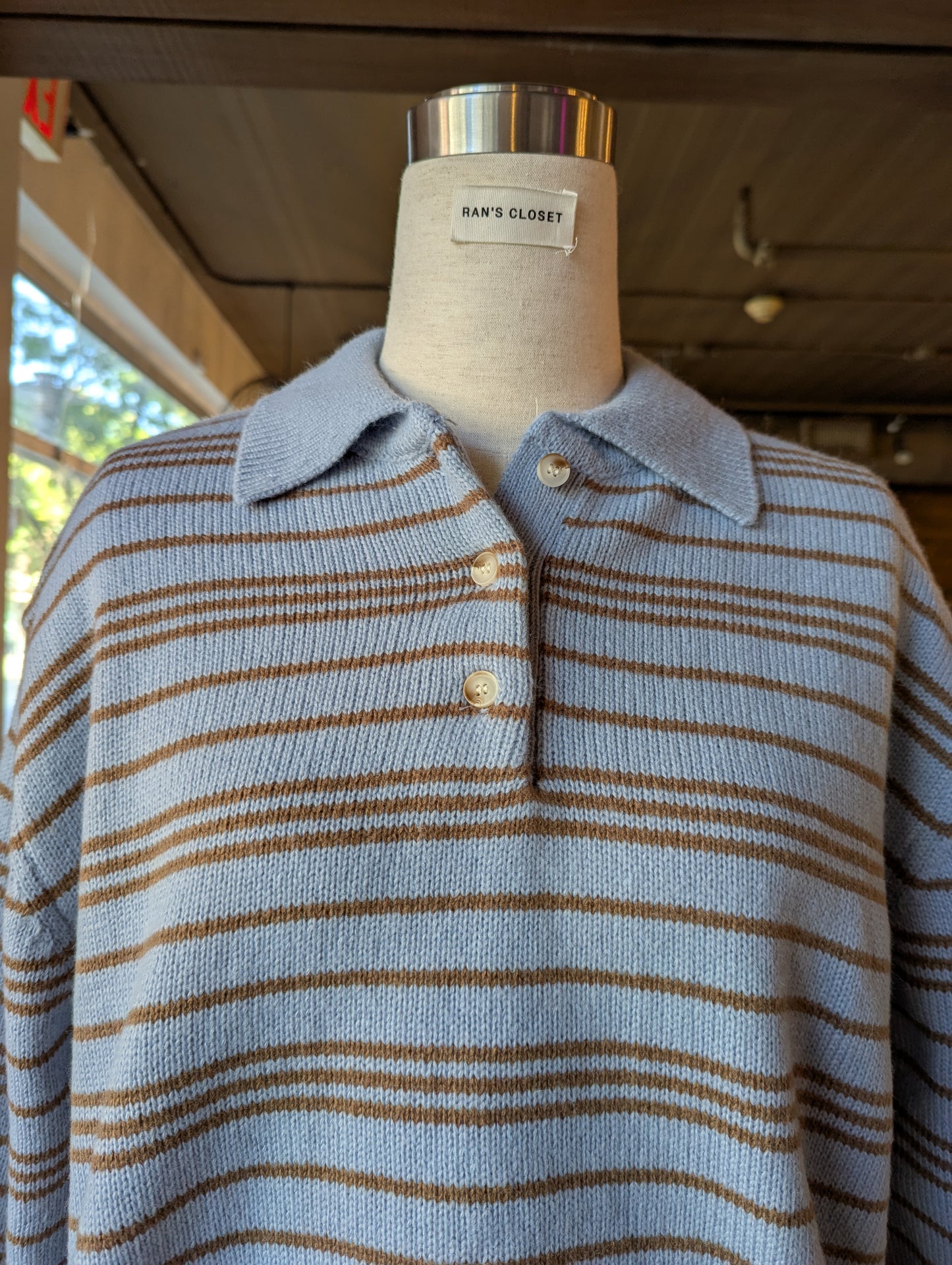 Striped Henley oversized sweater