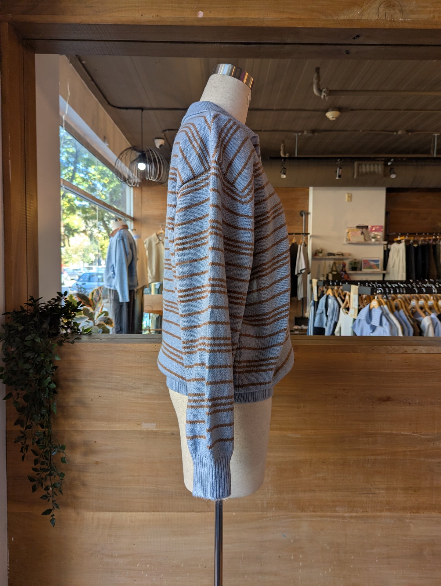 Striped Henley oversized sweater