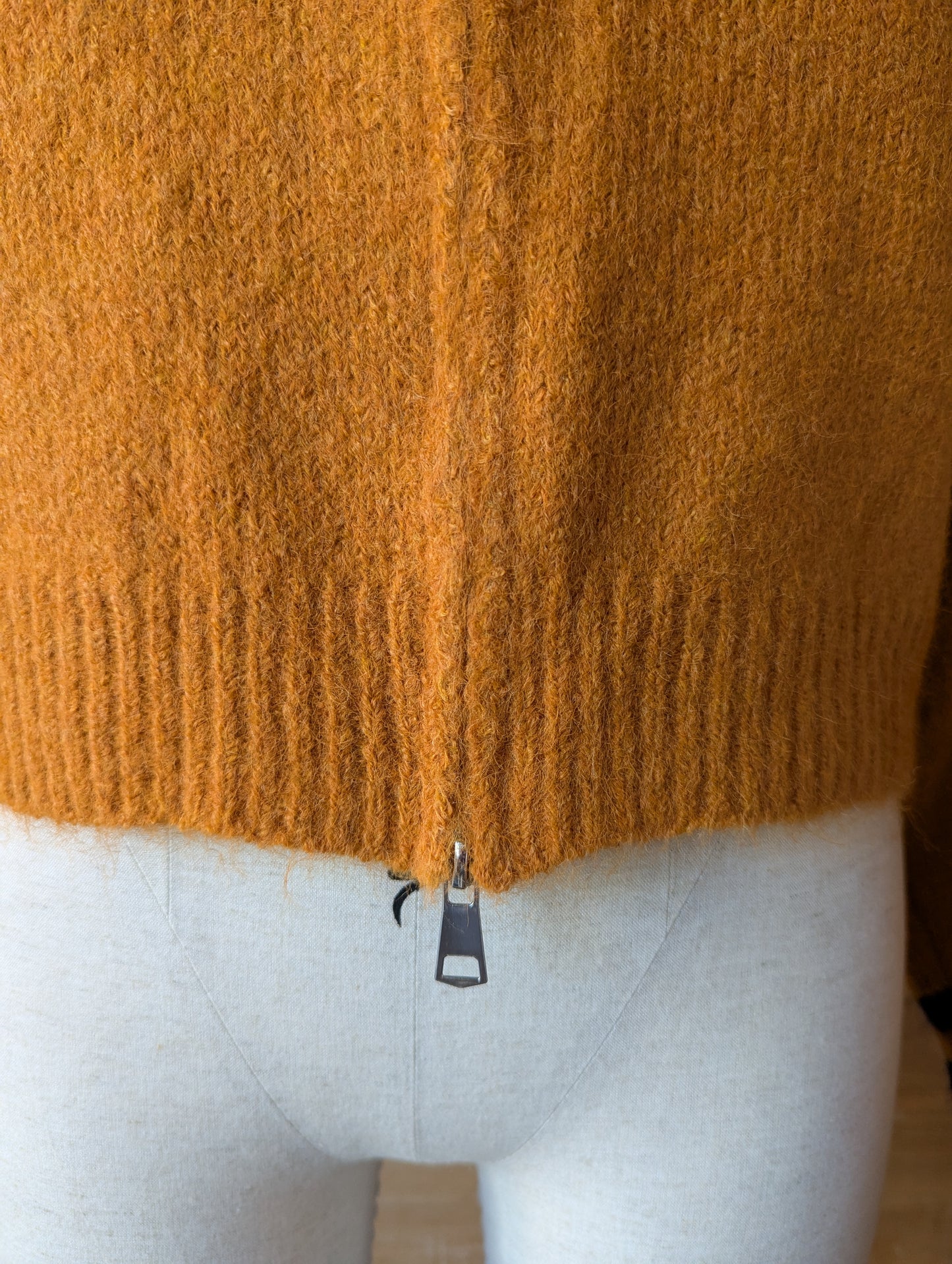 Oversized Striped Collar Zip Up Sweater