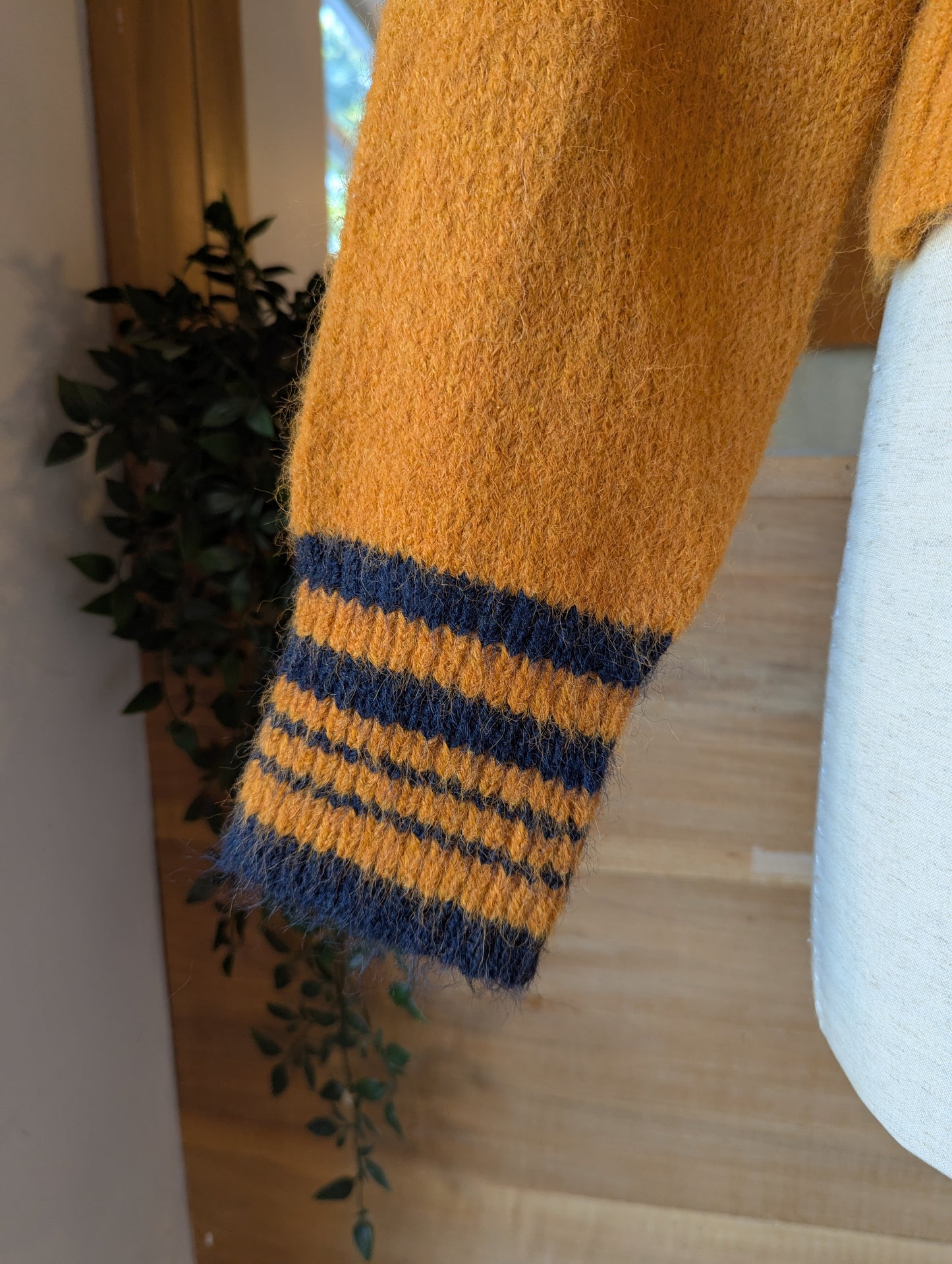 Oversized Striped Collar Zip Up Sweater