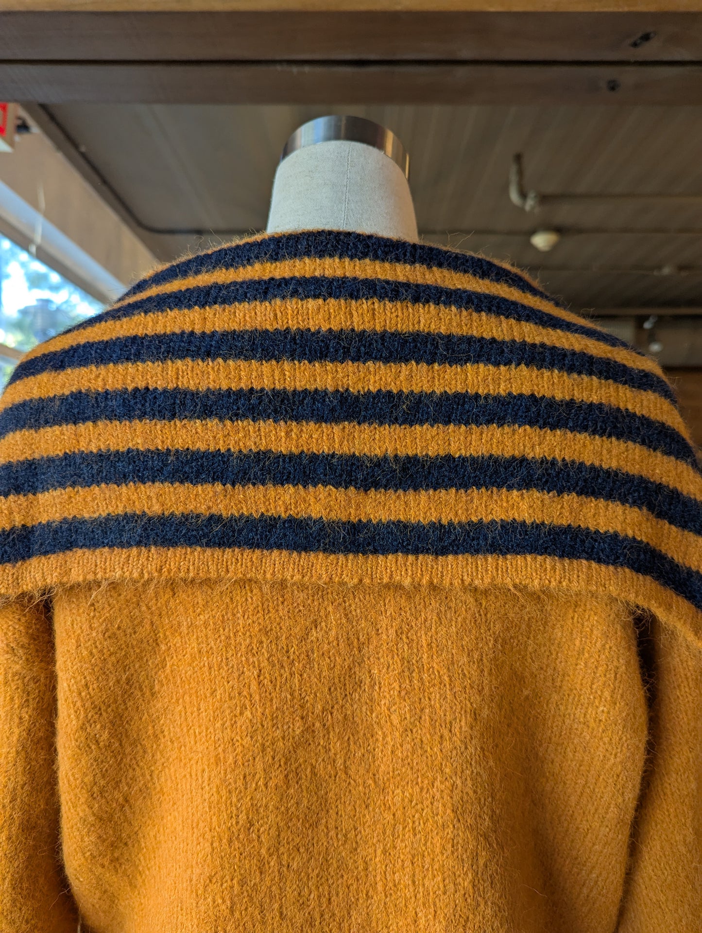 Oversized Striped Collar Zip Up Sweater