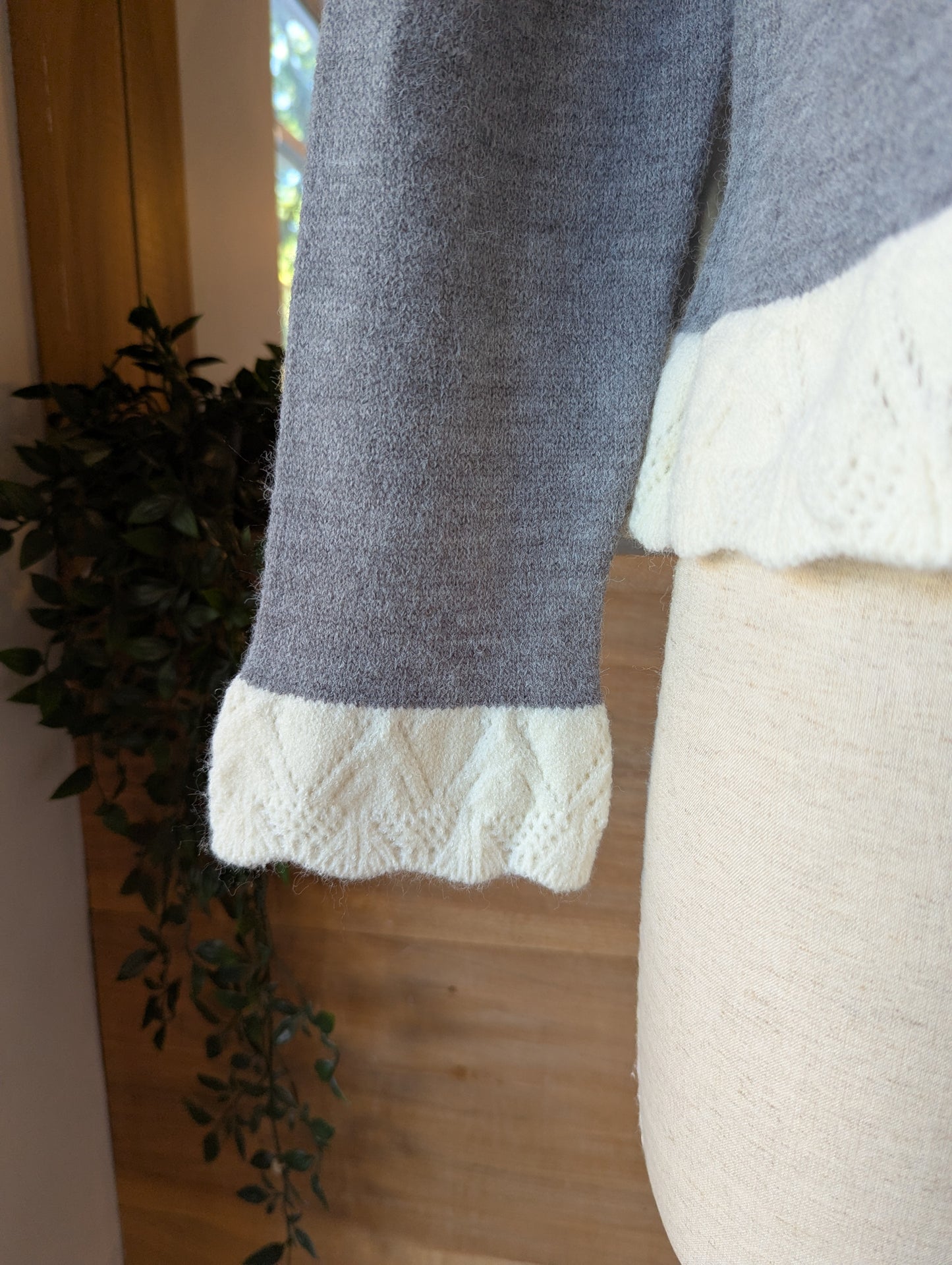 White Crochet Trim Sweater