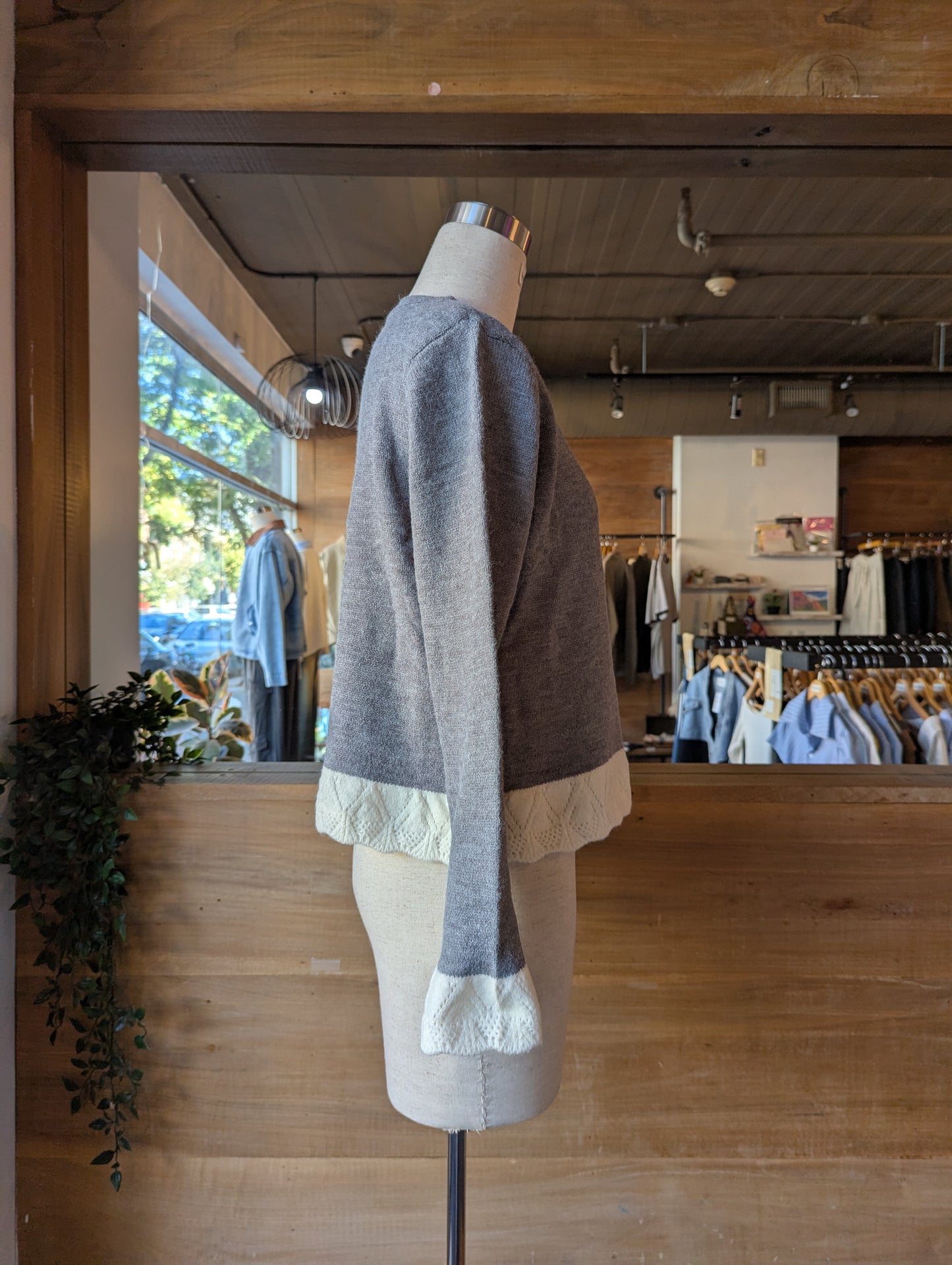 White Crochet Trim Sweater