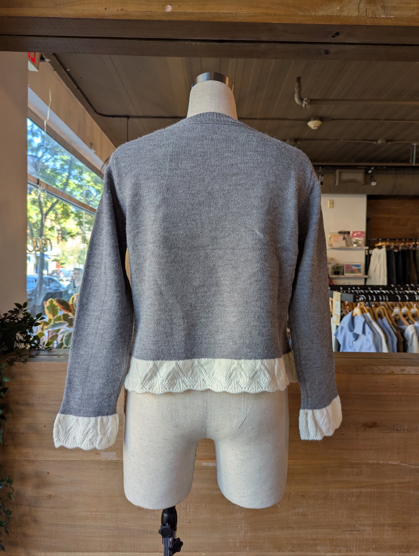 White Crochet Trim Sweater