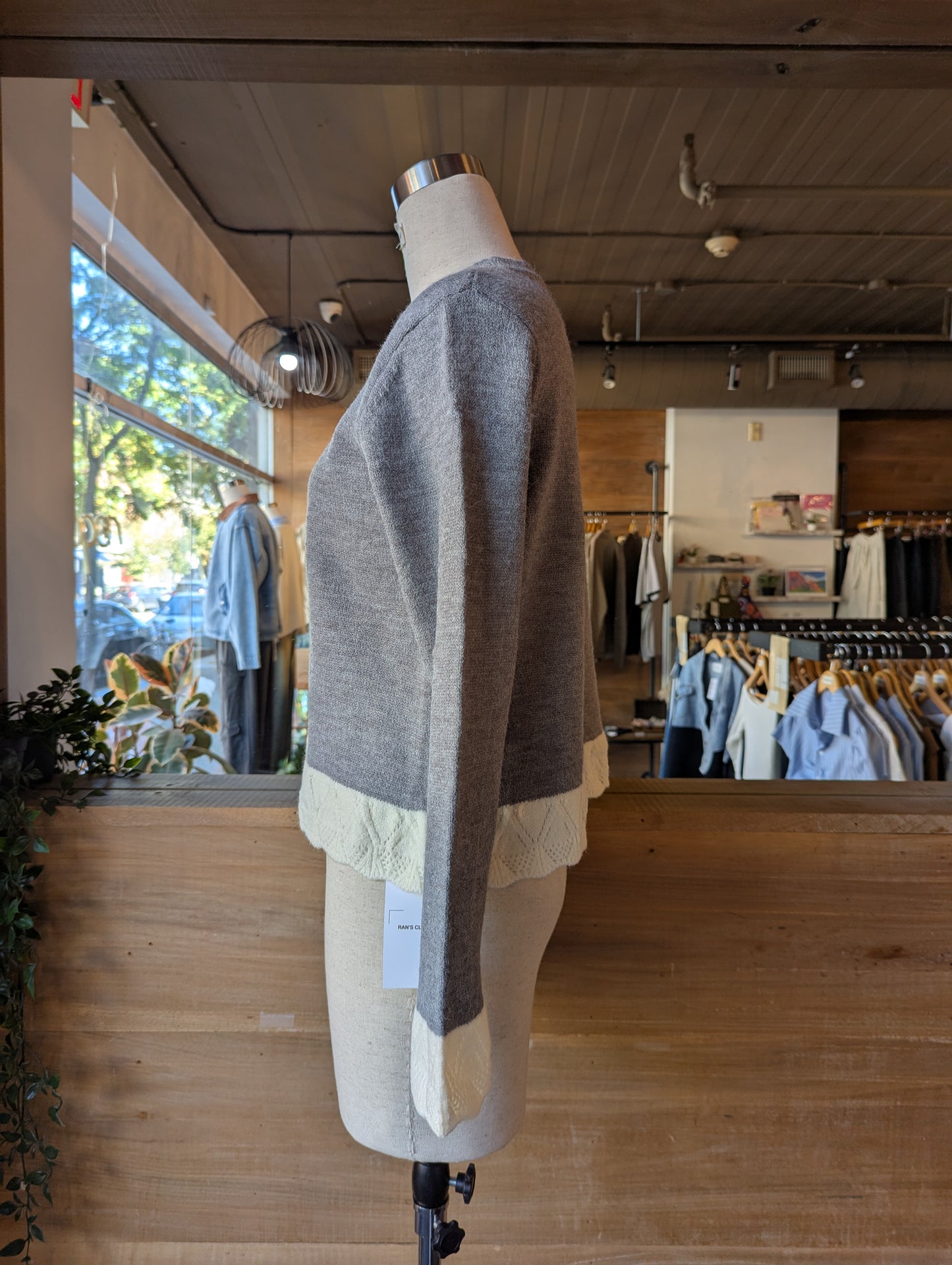 White Crochet Trim Sweater