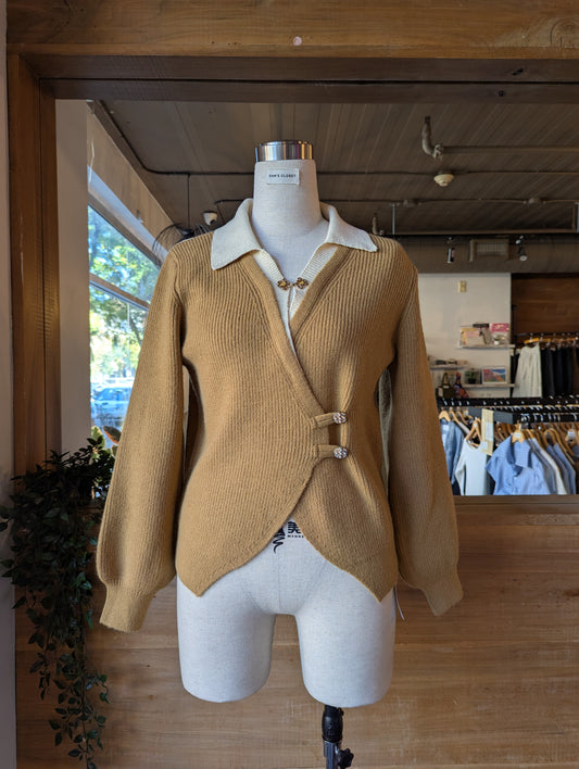 Detailed Fastening Wrap Sweater