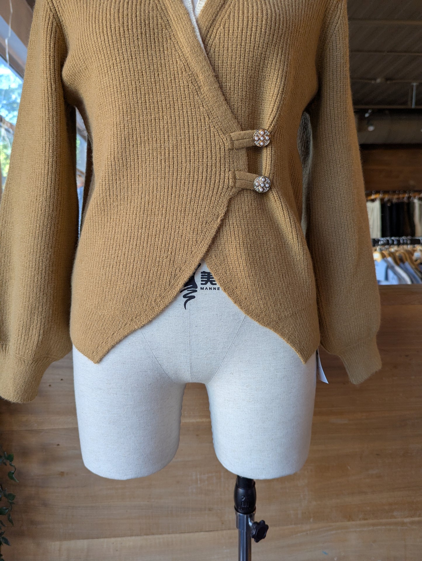Detailed Fastening Wrap Sweater