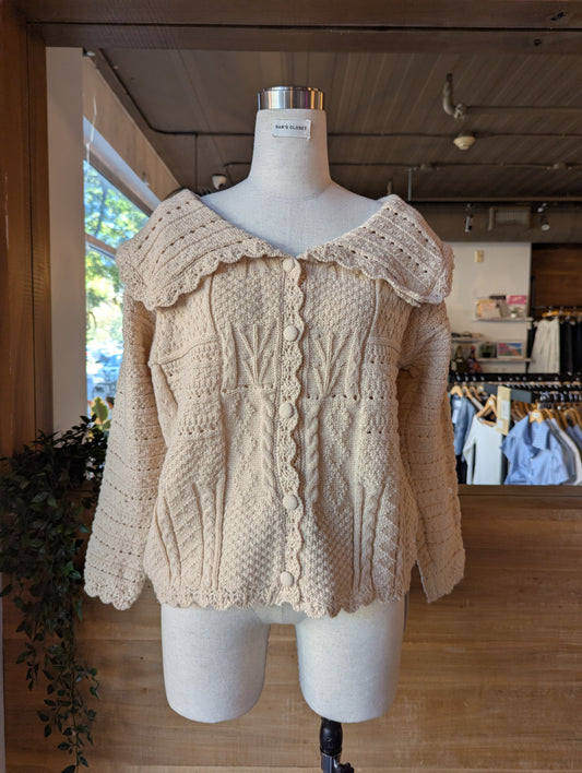 Oversized Collar Crochet Cardigan