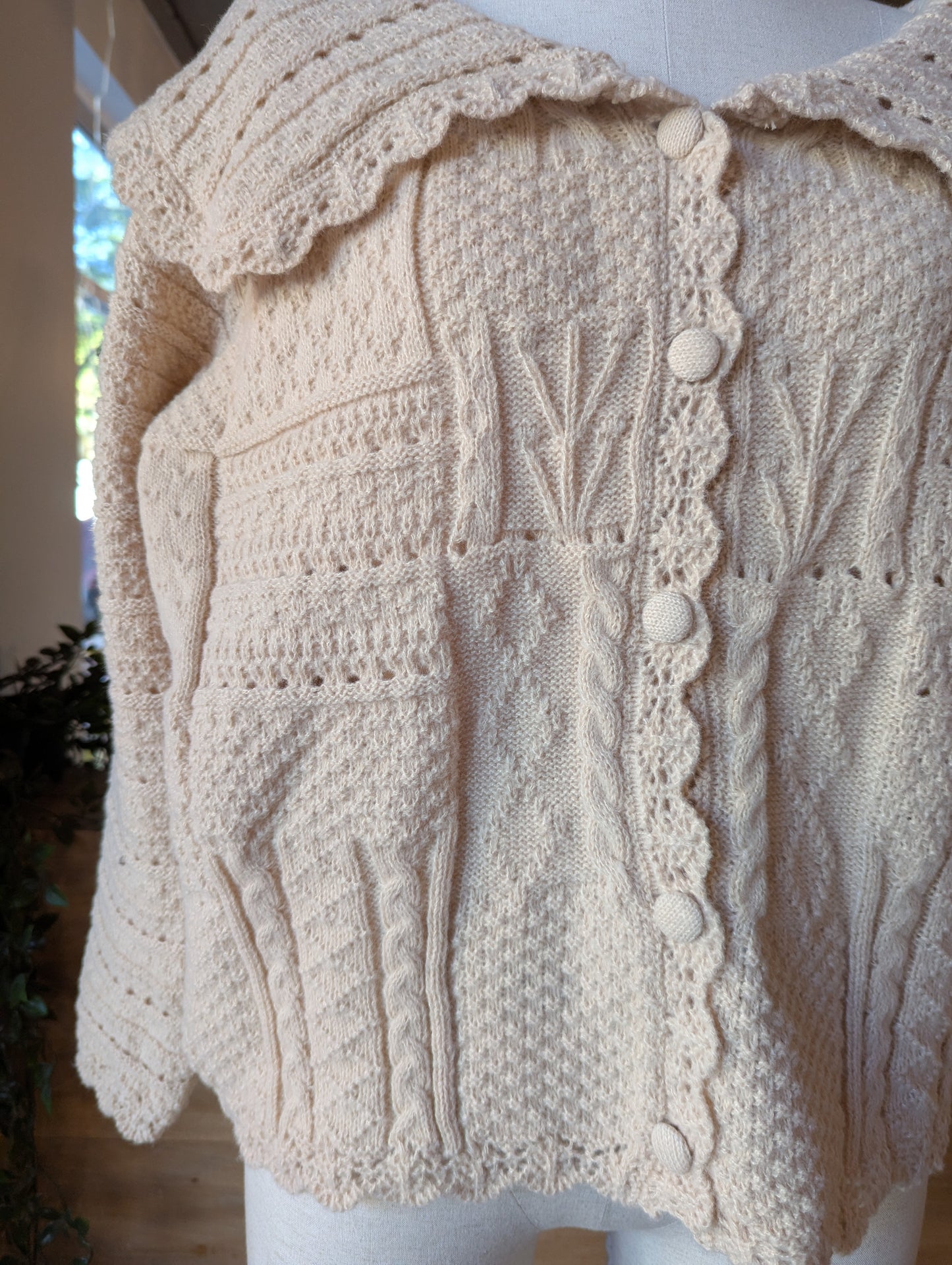 Oversized Collar Crochet Cardigan