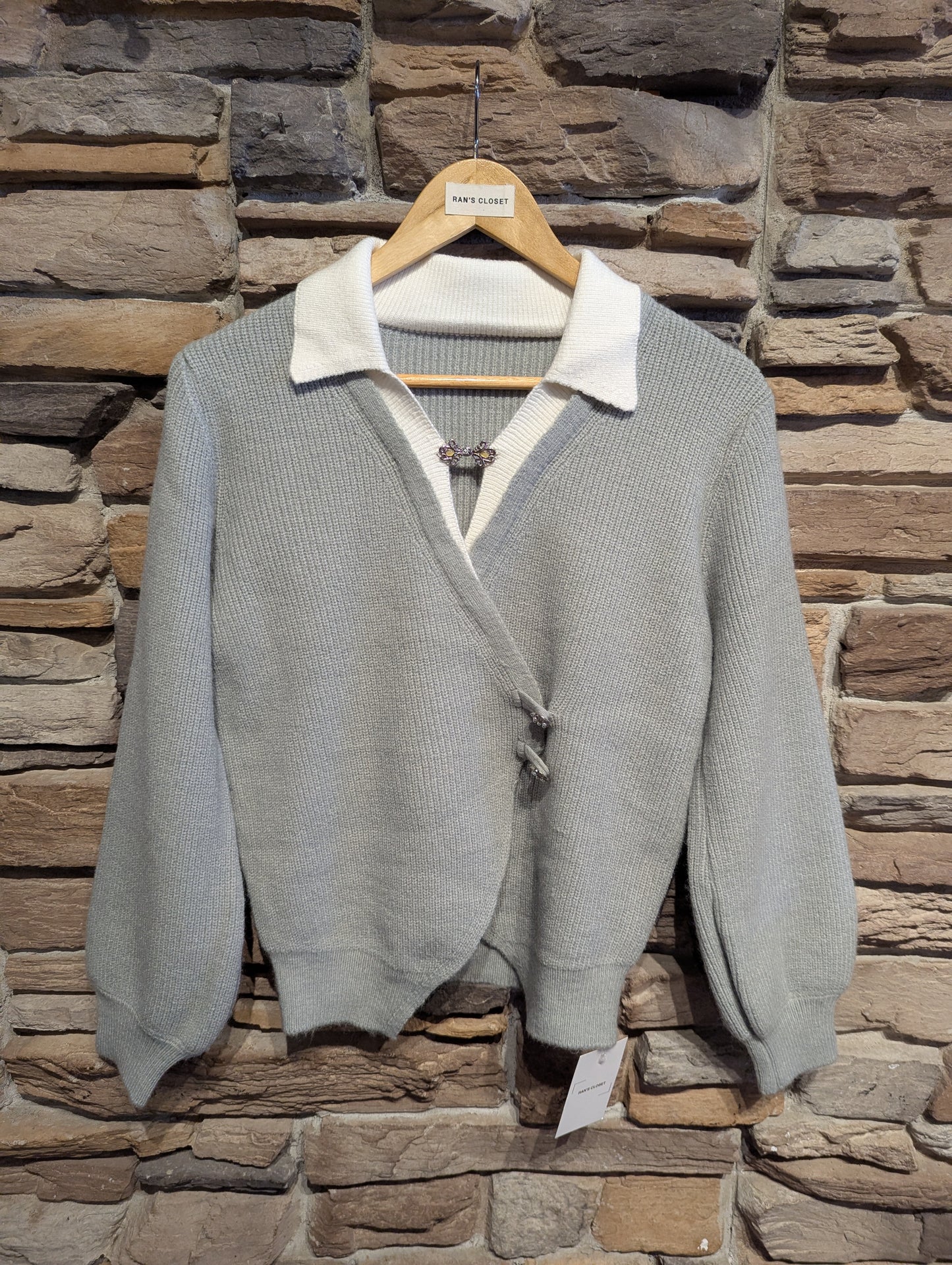 Detailed Fastening Wrap Sweater