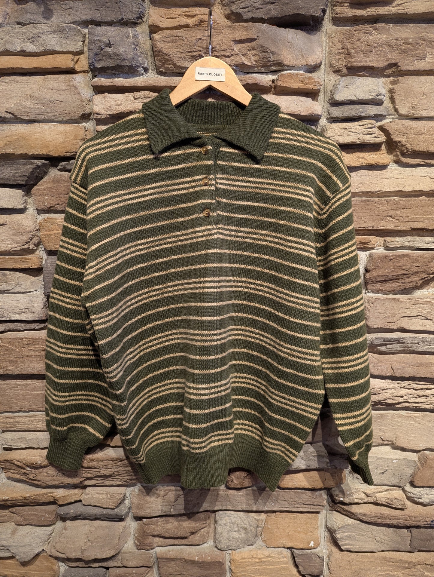 Striped Henley oversized sweater