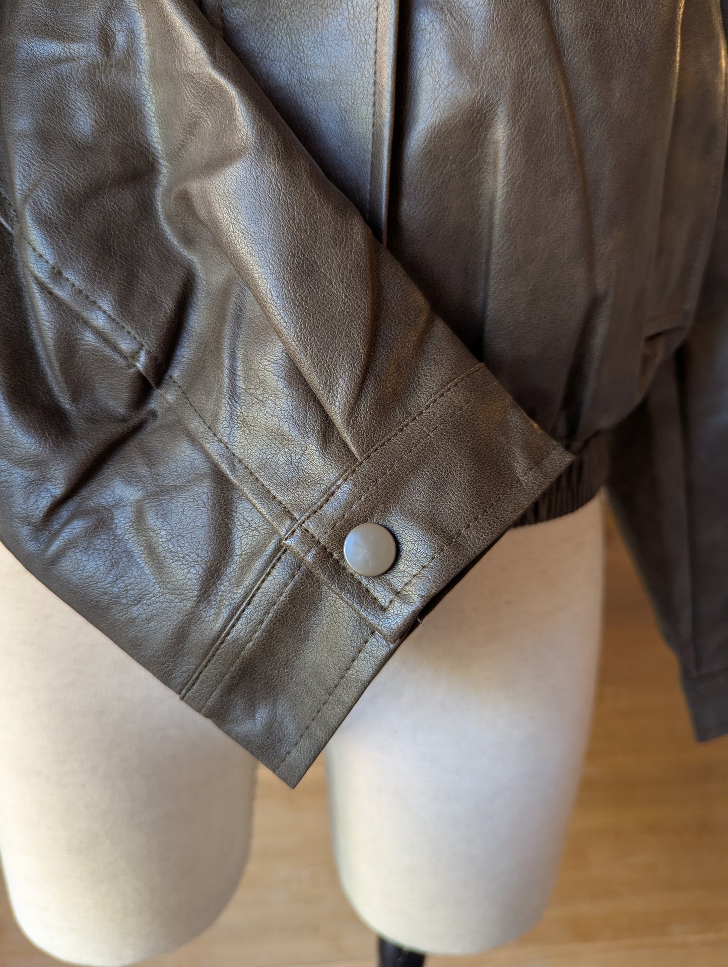 Vegan Leather Bomber Jacket