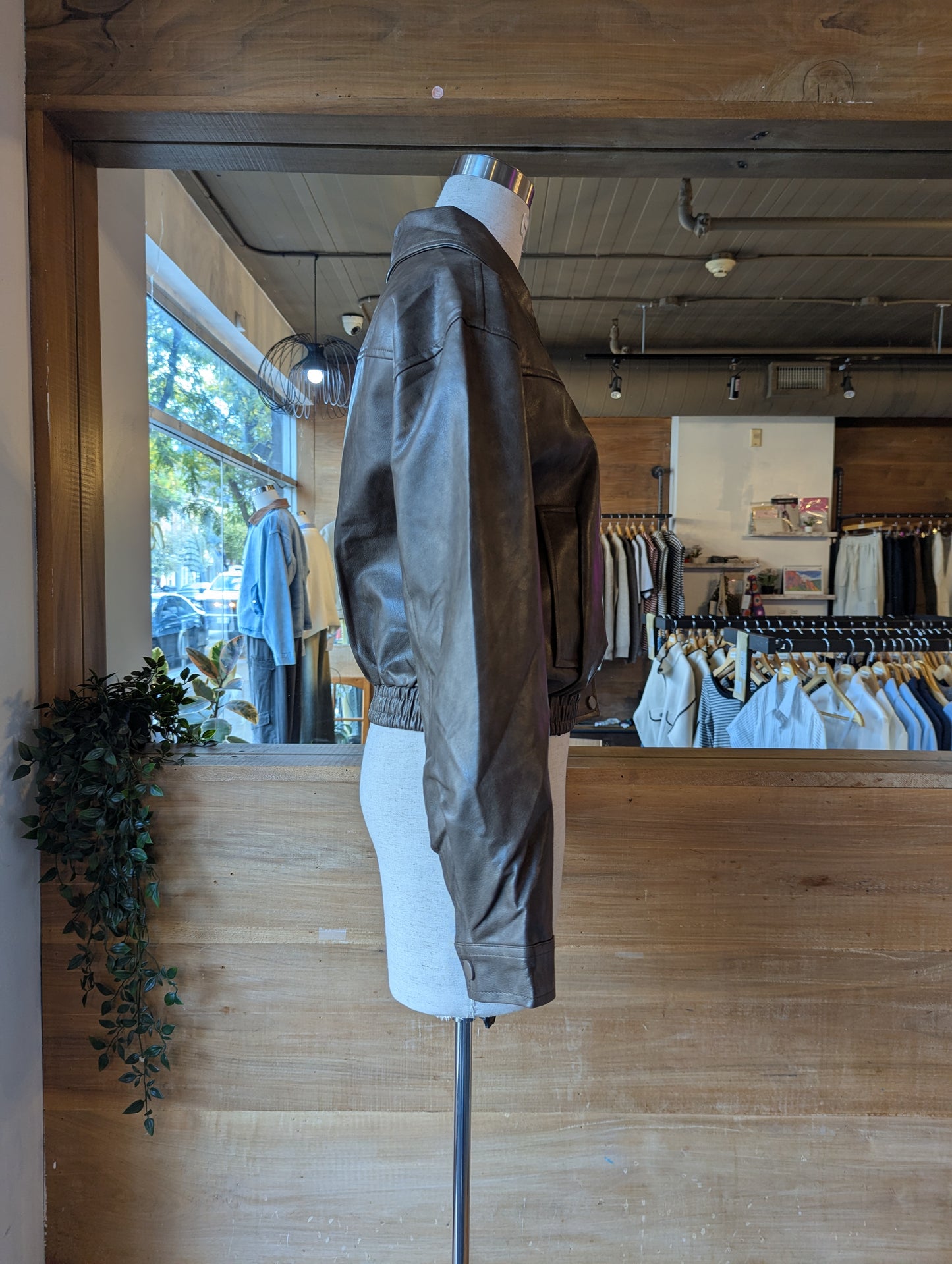 Vegan Leather Bomber Jacket