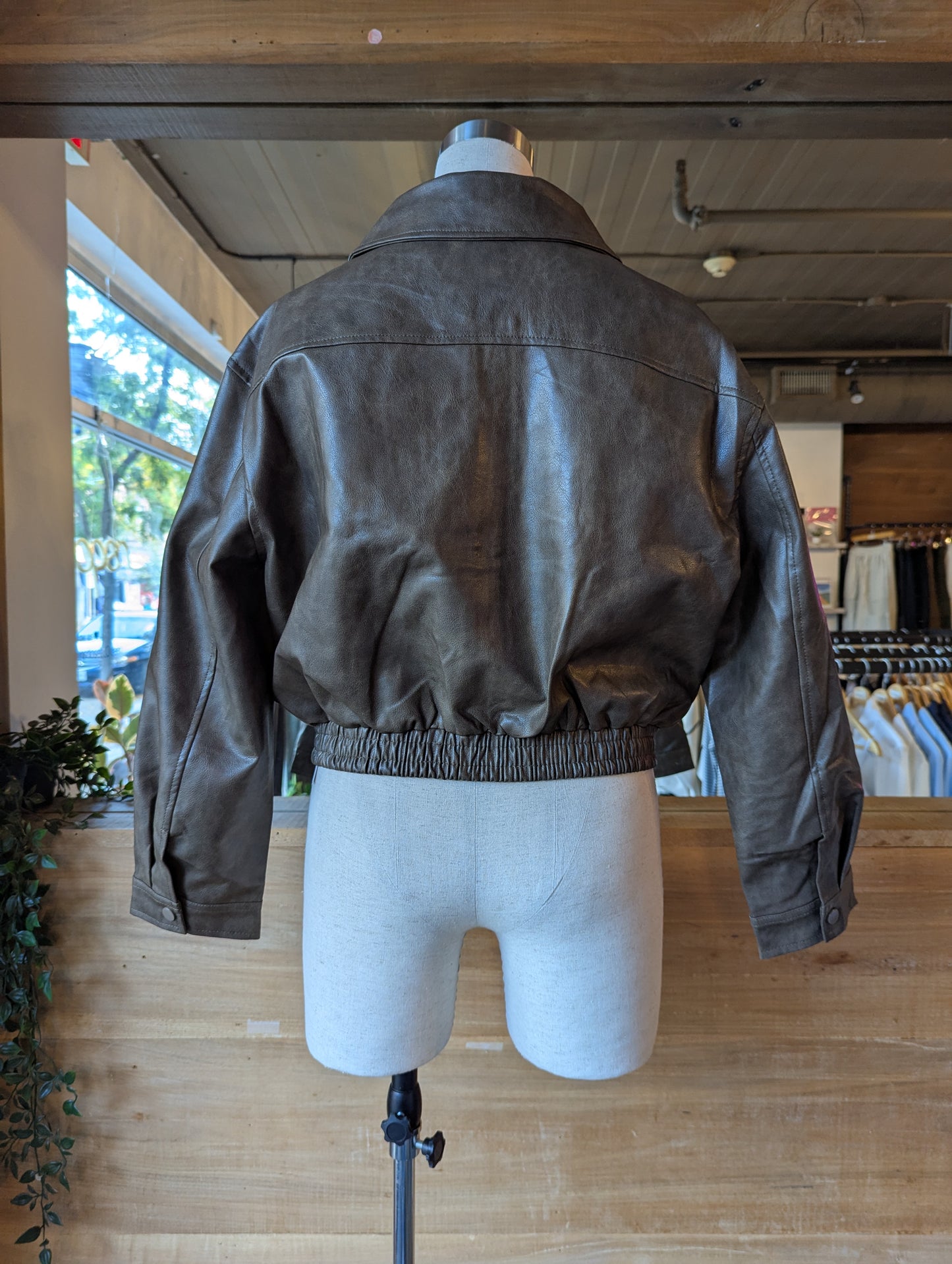 Vegan Leather Bomber Jacket