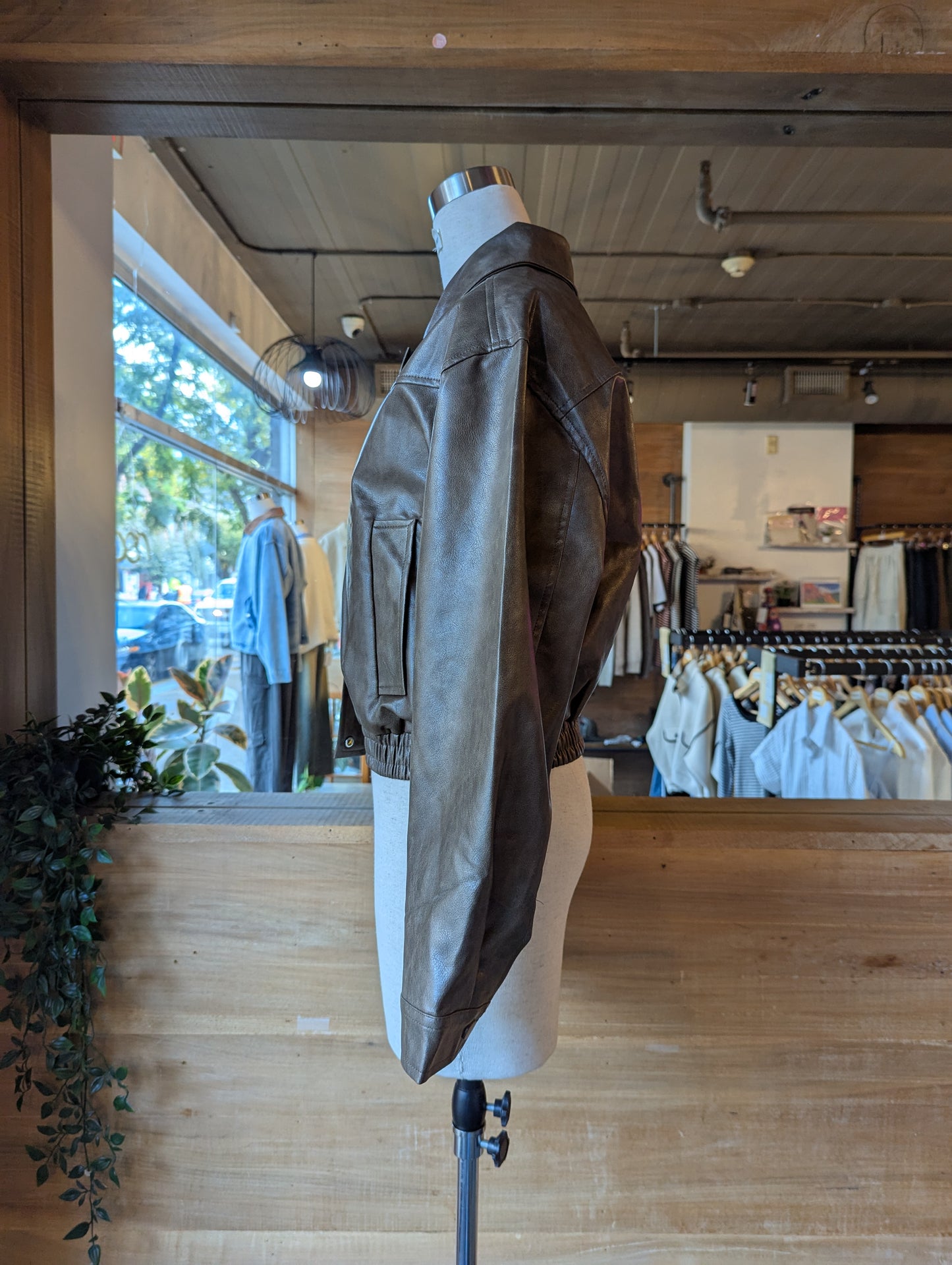 Vegan Leather Bomber Jacket