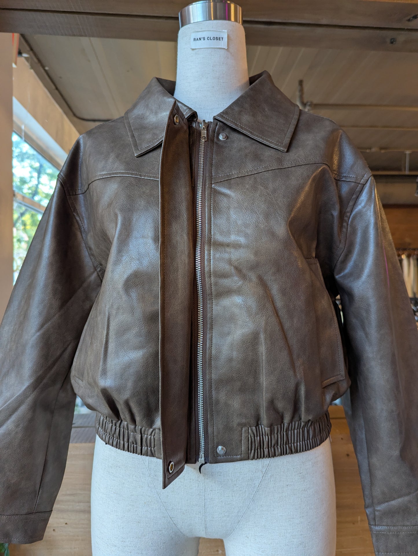 Vegan Leather Bomber Jacket