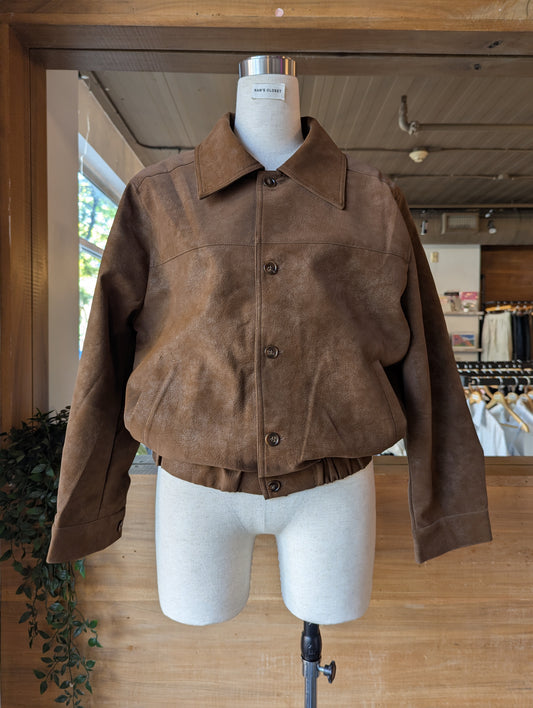 Button Up Vegan Suede Jacket