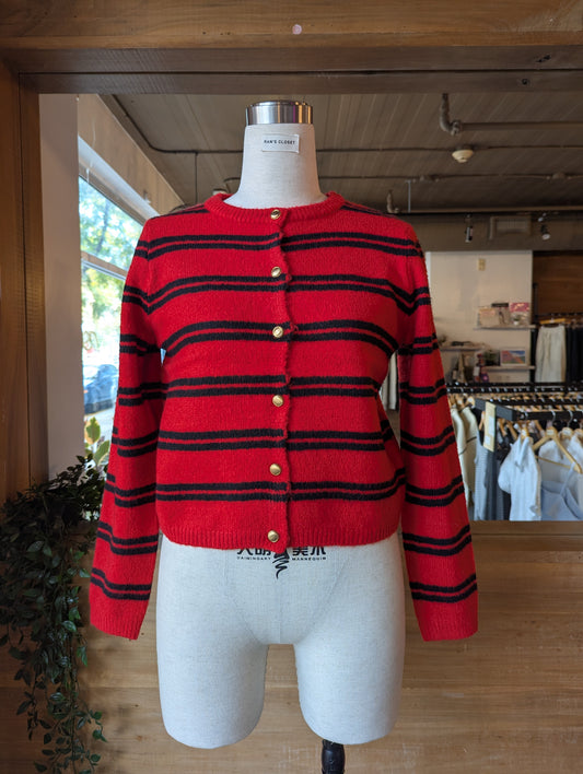 Striped Cardigan with Gold Buttons