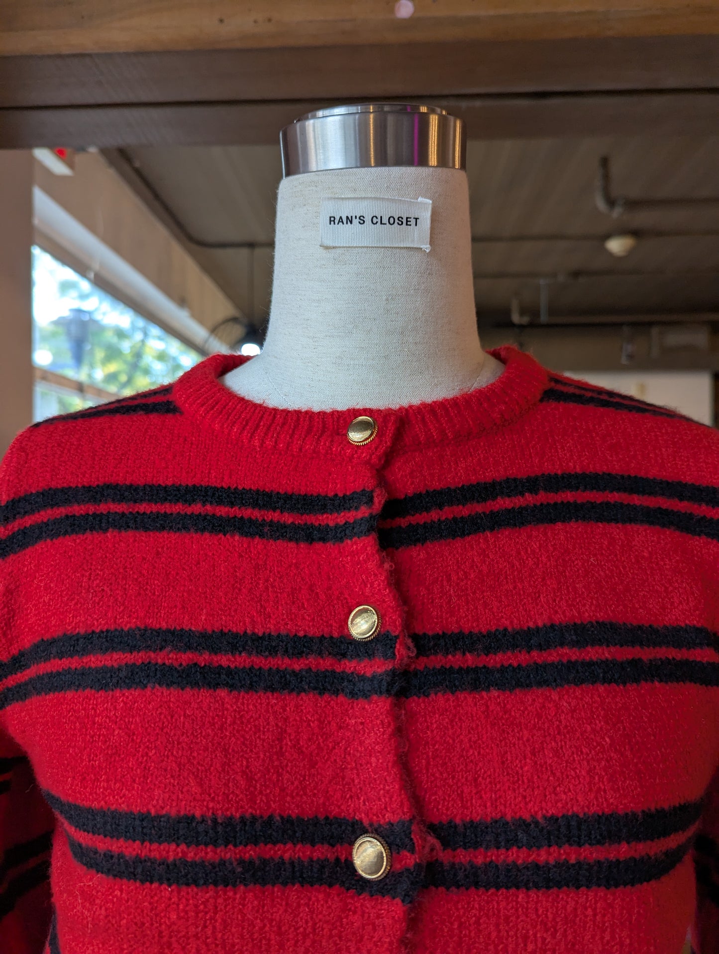 Striped Cardigan with Gold Buttons