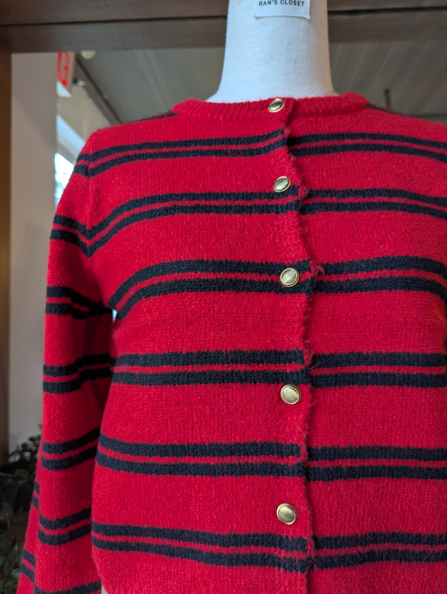 Striped Cardigan with Gold Buttons