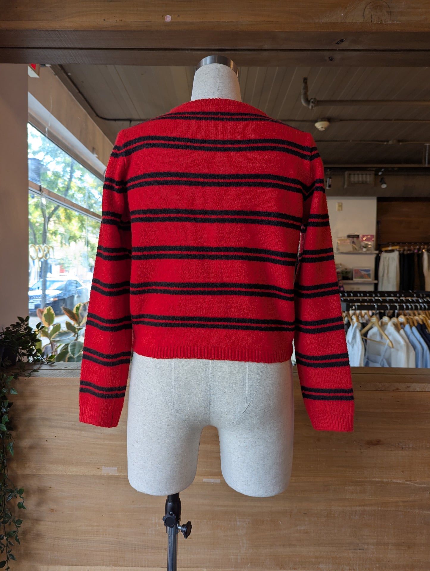 Striped Cardigan with Gold Buttons