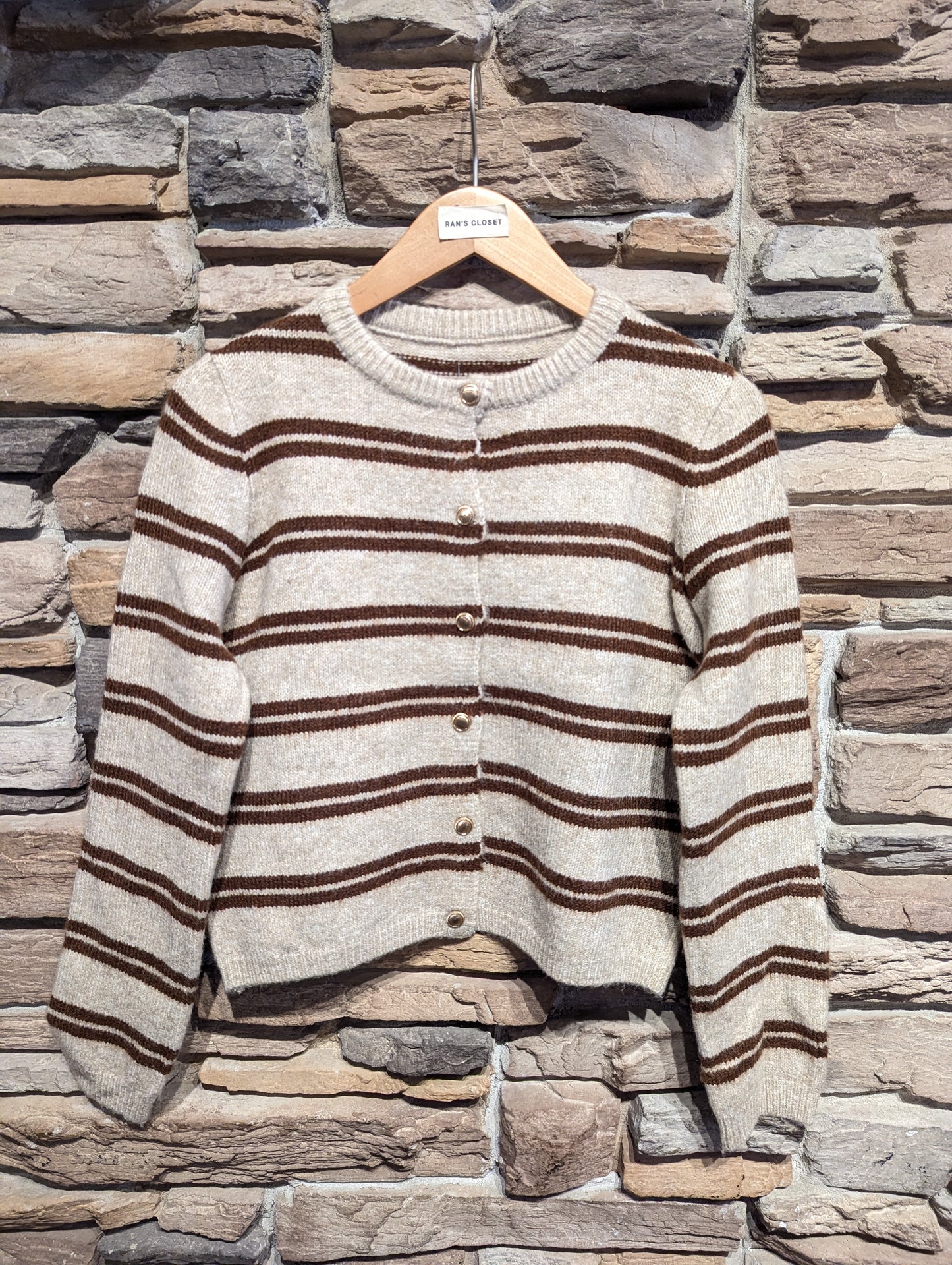 Striped Cardigan with Gold Buttons