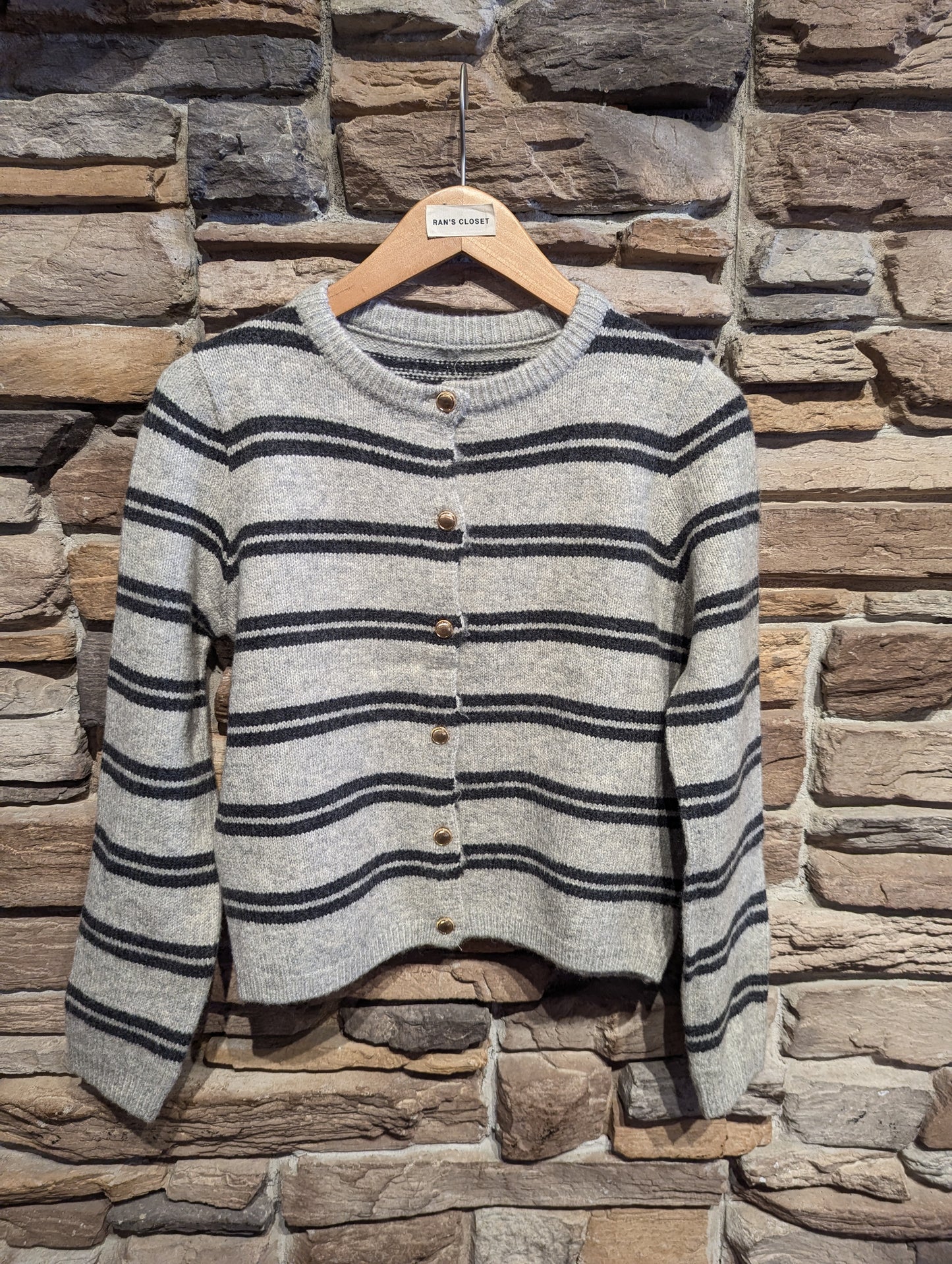 Striped Cardigan with Gold Buttons