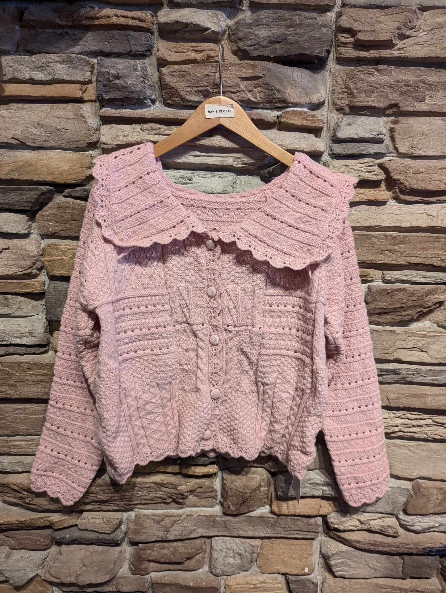 Oversized Collar Crochet Cardigan