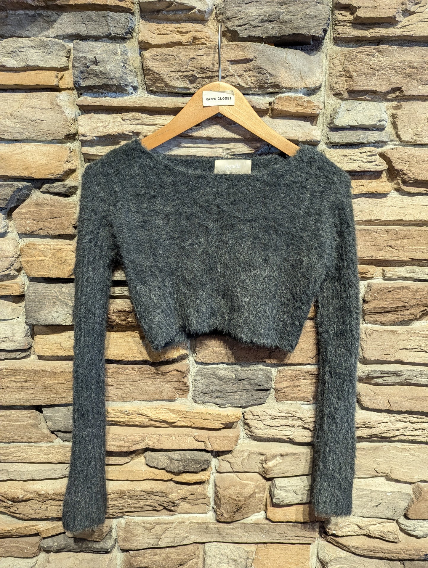 Fuzzy Button Sleeve Sweater
