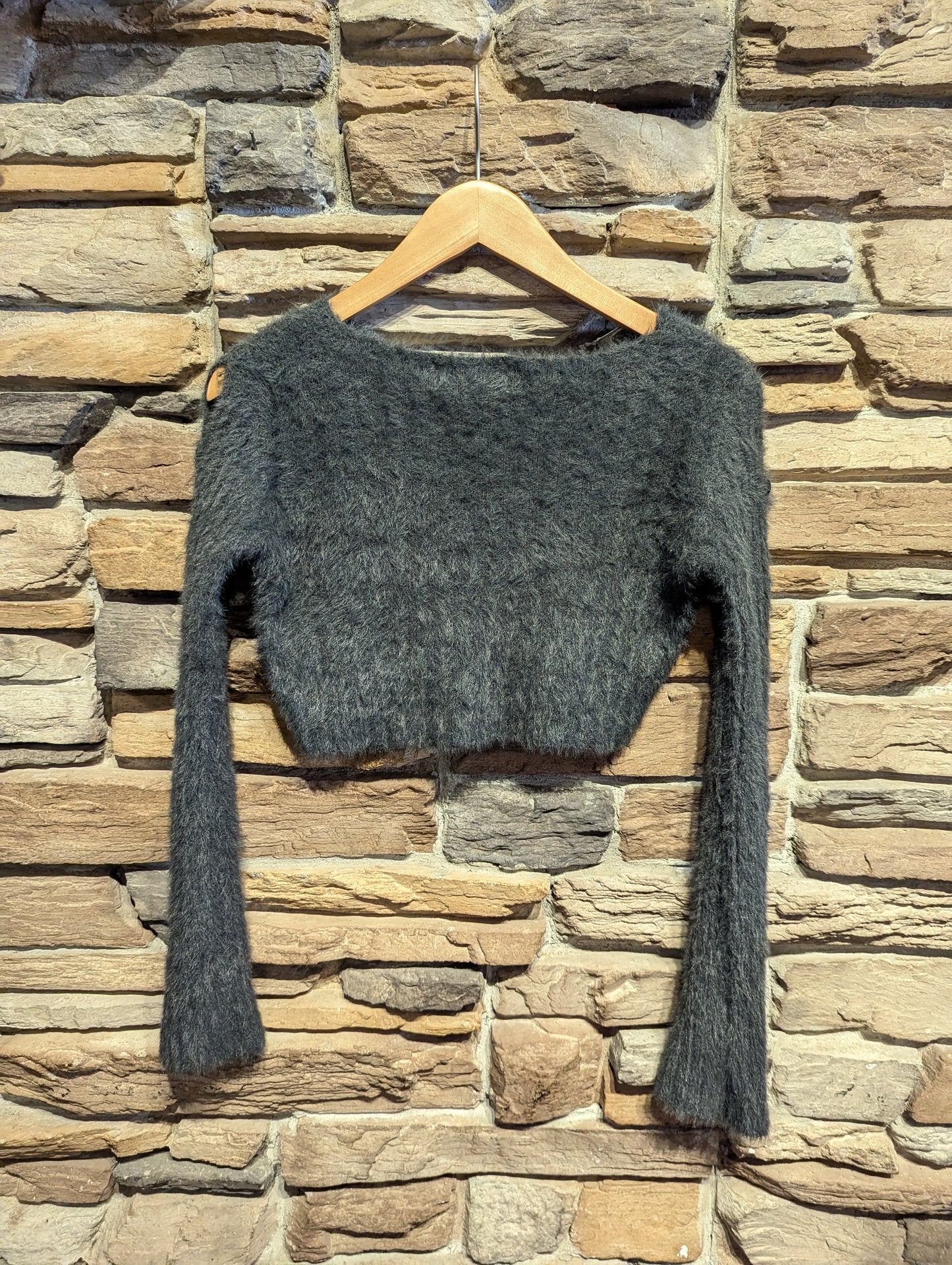Fuzzy Button Sleeve Sweater