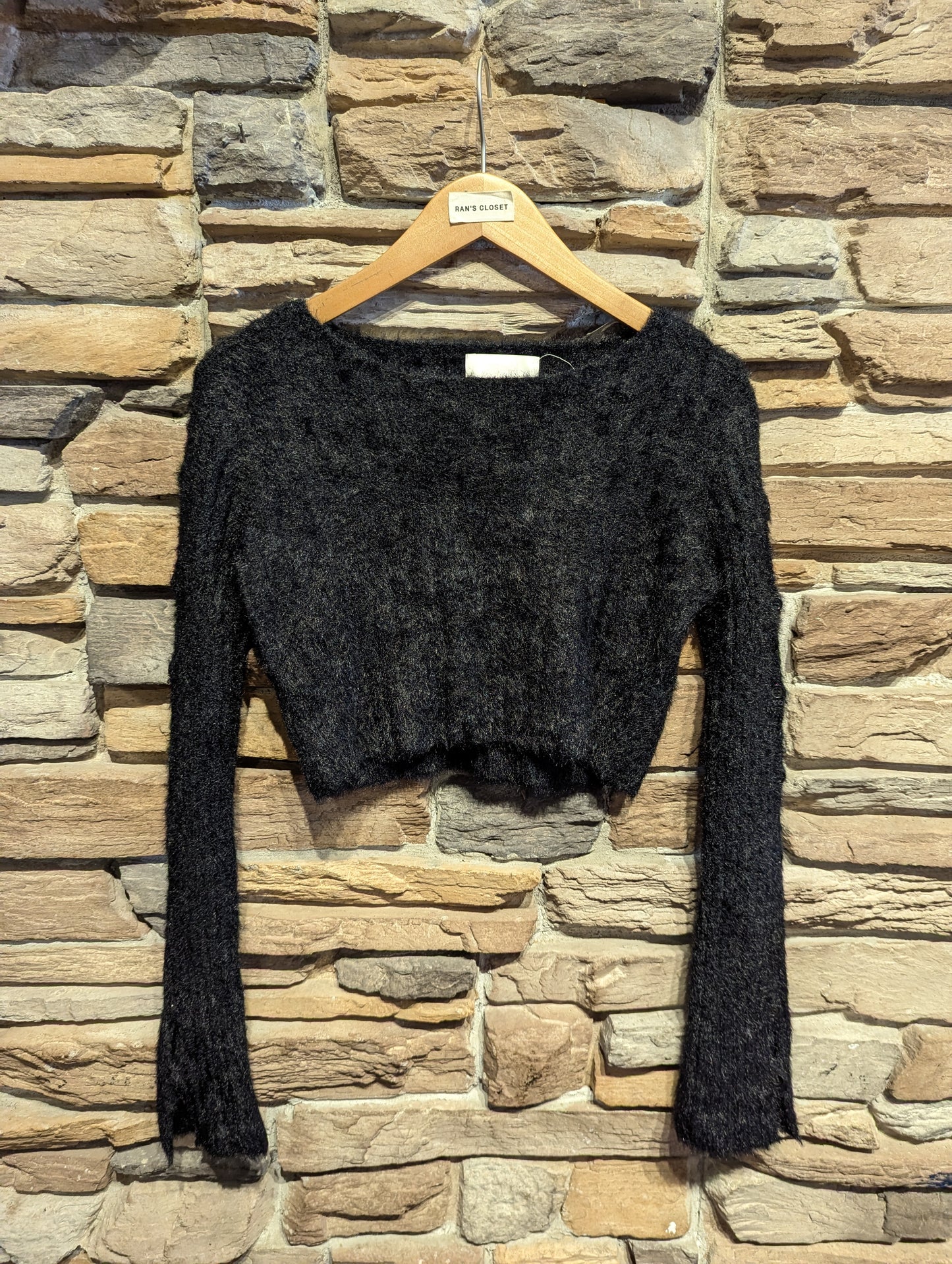 Fuzzy Button Sleeve Sweater