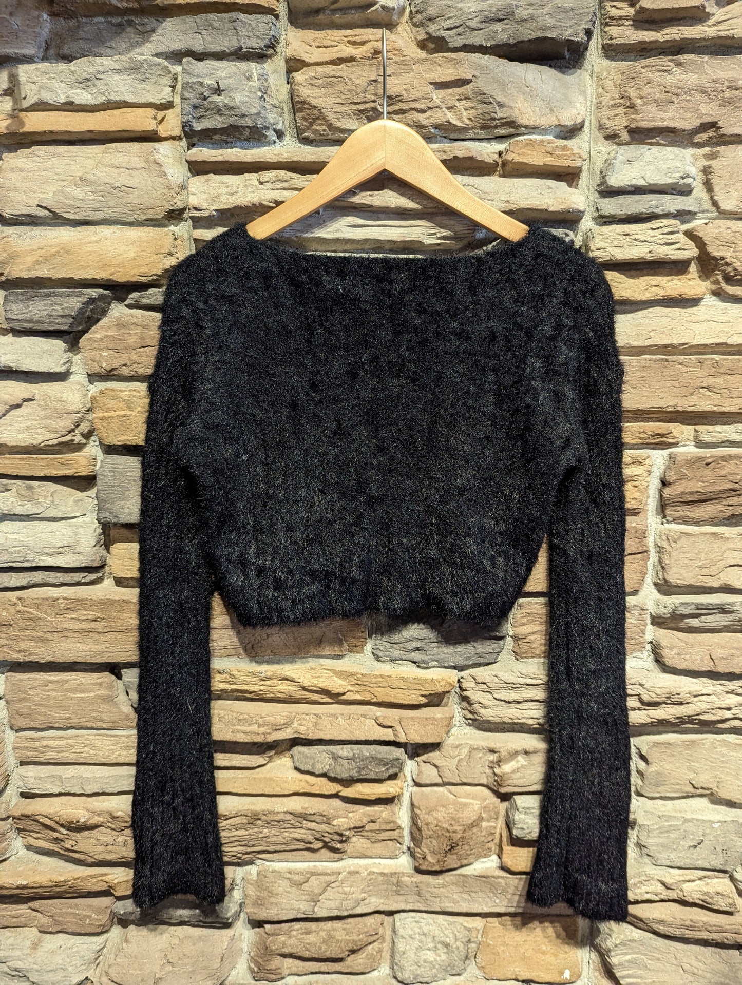 Fuzzy Button Sleeve Sweater