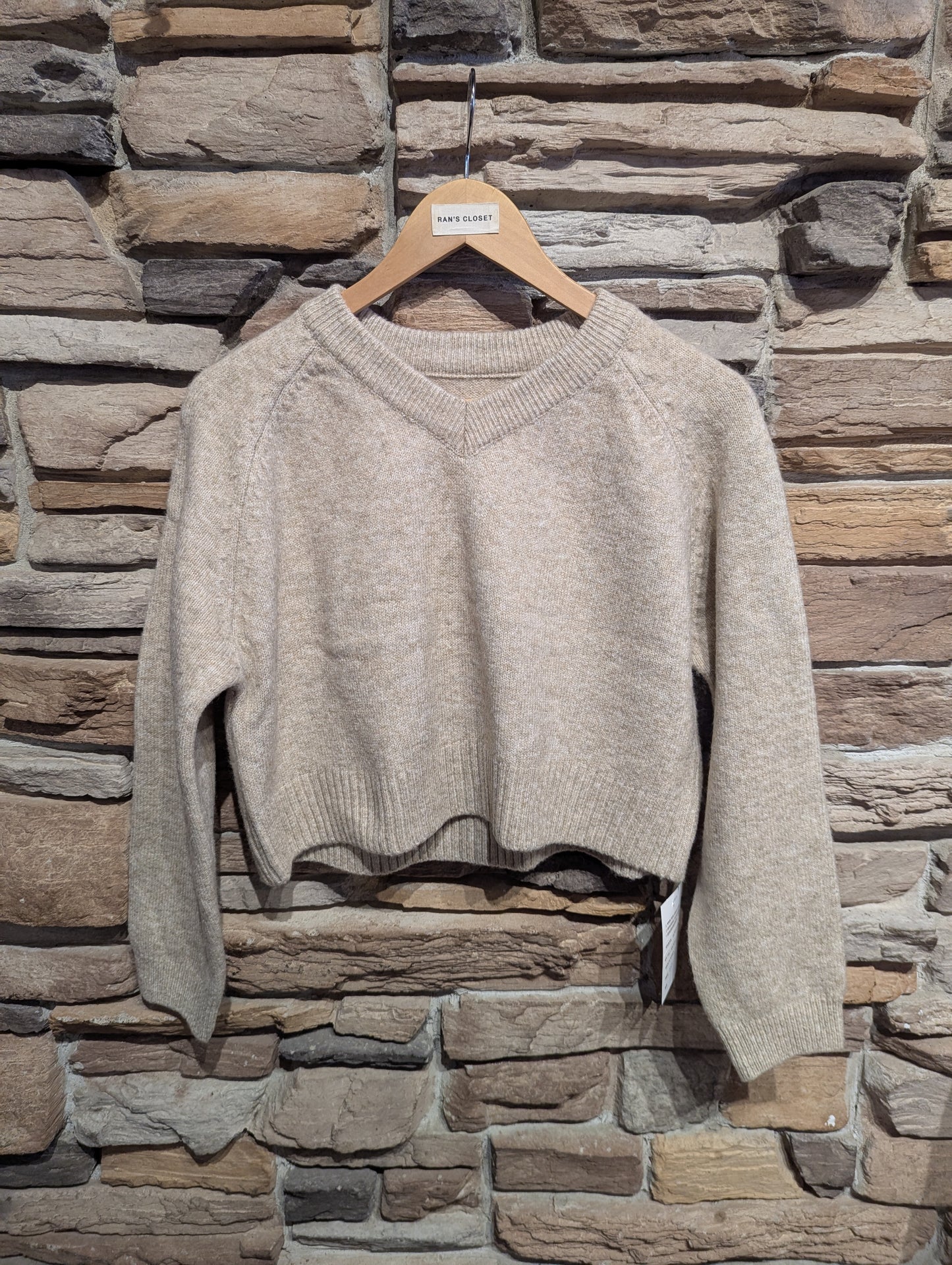 Cropped V-Neck Sweater
