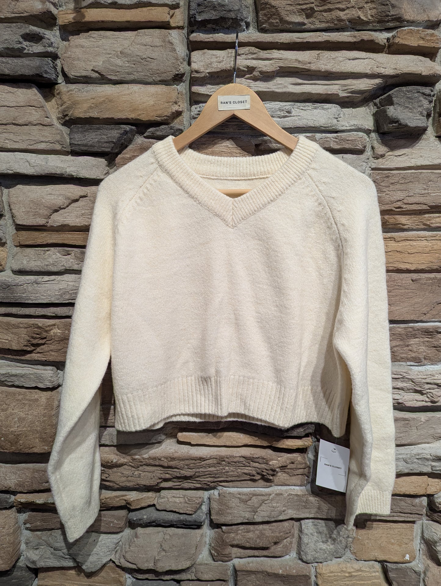 Cropped V-Neck Sweater