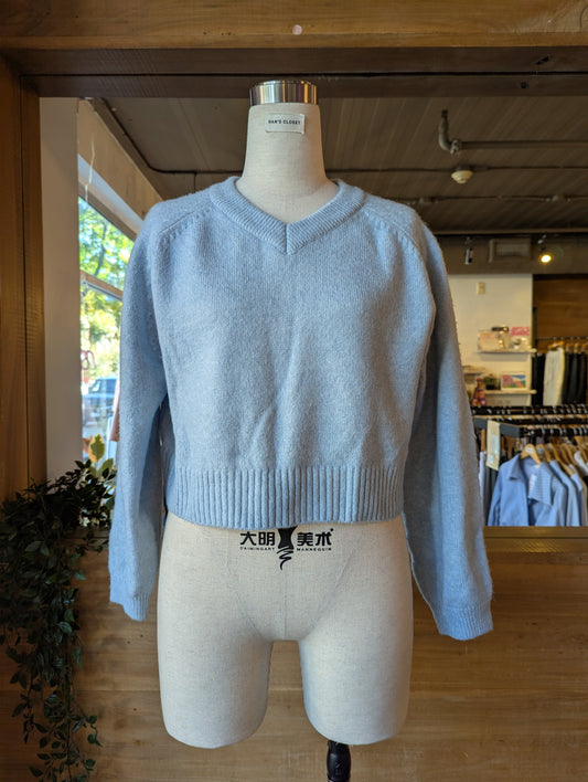 Cropped V-Neck Sweater