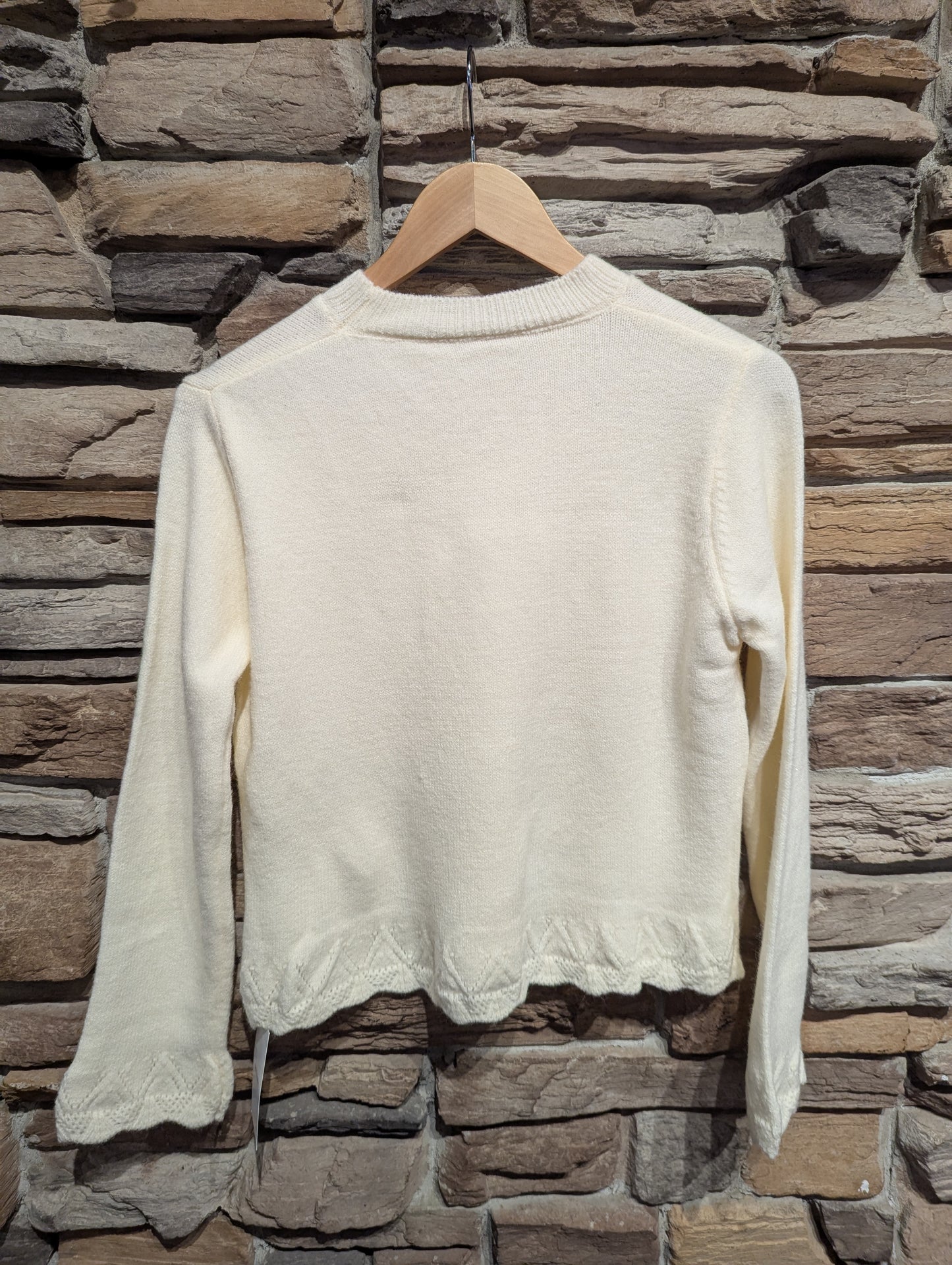 White Crochet Trim Sweater
