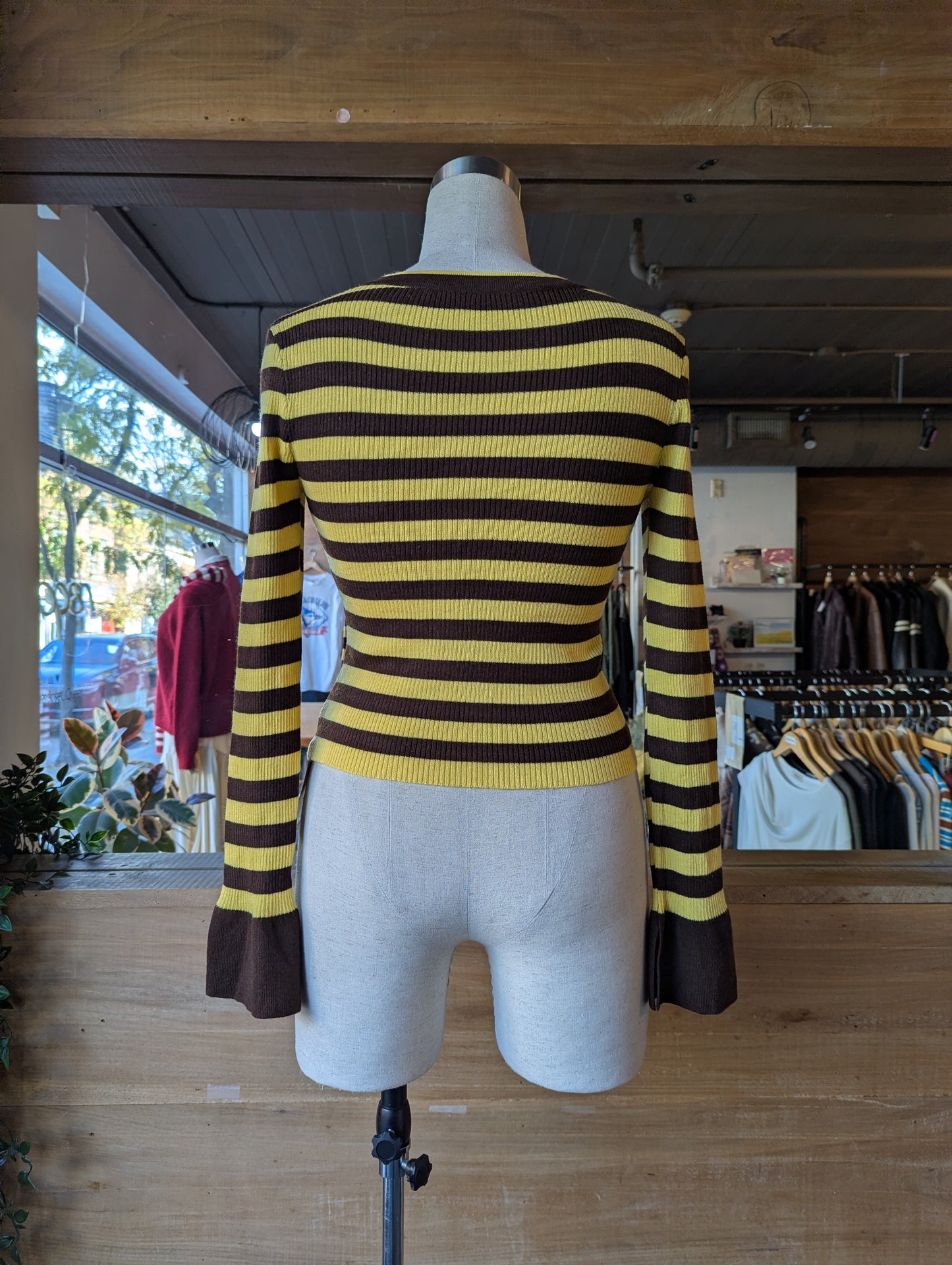 Striped Cardigan with Bell Sleeves